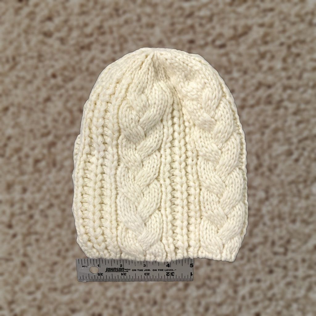 Joe Boxer Joe Boxer Beanie Womens One Size Ivory White Cable Knit 100% Acrylic Ski Size ONE SIZE - 1 Thumbnail