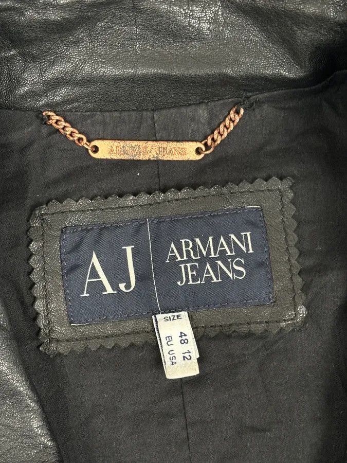 Armani 2000s Armani Black High-Neck Avant-Garde Leather Jacket Size S / US 4 / IT 40 - 11 Thumbnail