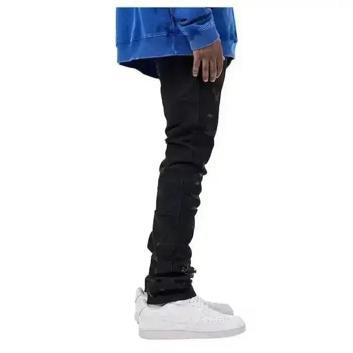 Japanese Brand Black Stacked Denim Jeans Size US 32 / EU 48 - 3 Thumbnail