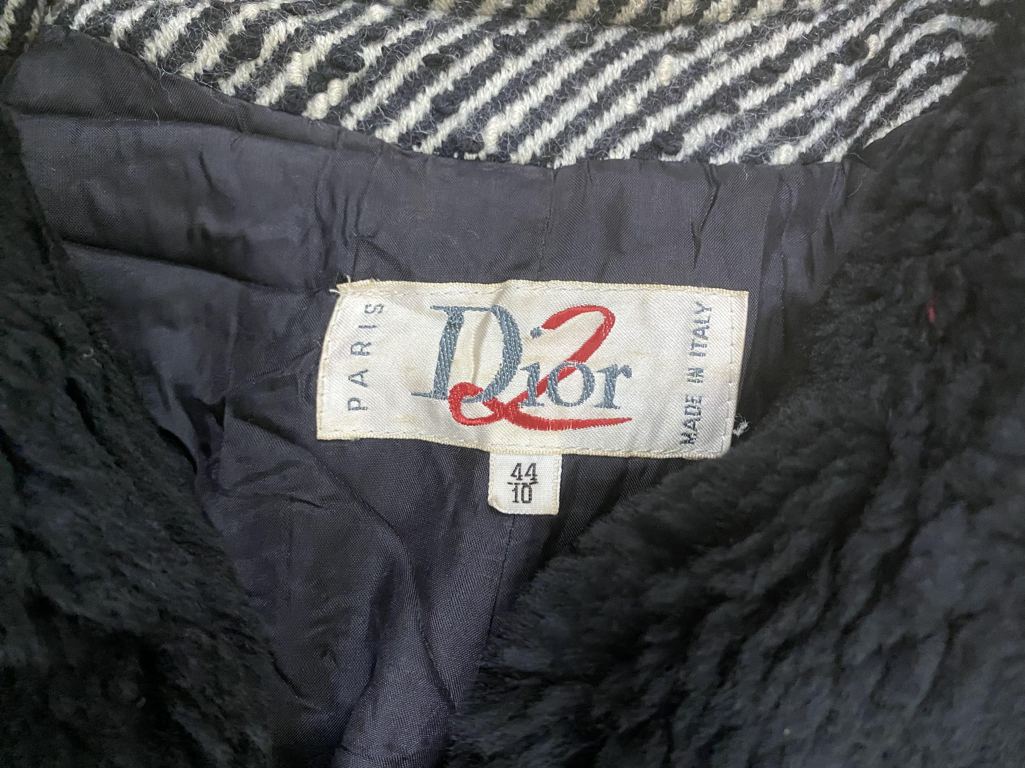 Dior × Hedi Slimane AW07 DIOR WOOL HERRINGBONE TWEED COAT FUR COLLAR Size M / US 6-8 / IT 42-44 - 11 Thumbnail