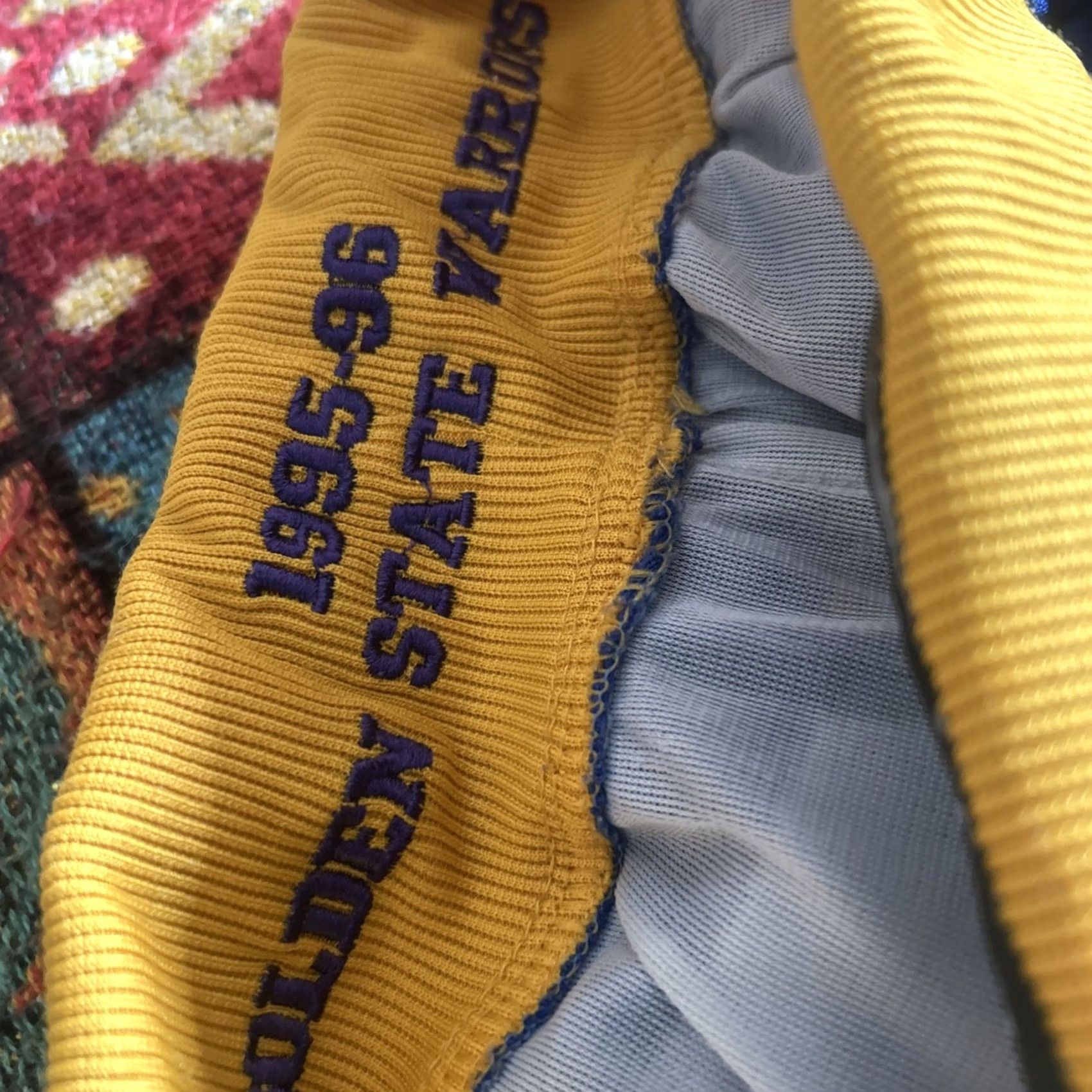 Just Don JUST DON Golden State Warriors Basketball Shorts Men L USA Multicolor Elastic Drawstring Flat Front Casual Regular Size US 33 - 4 Thumbnail