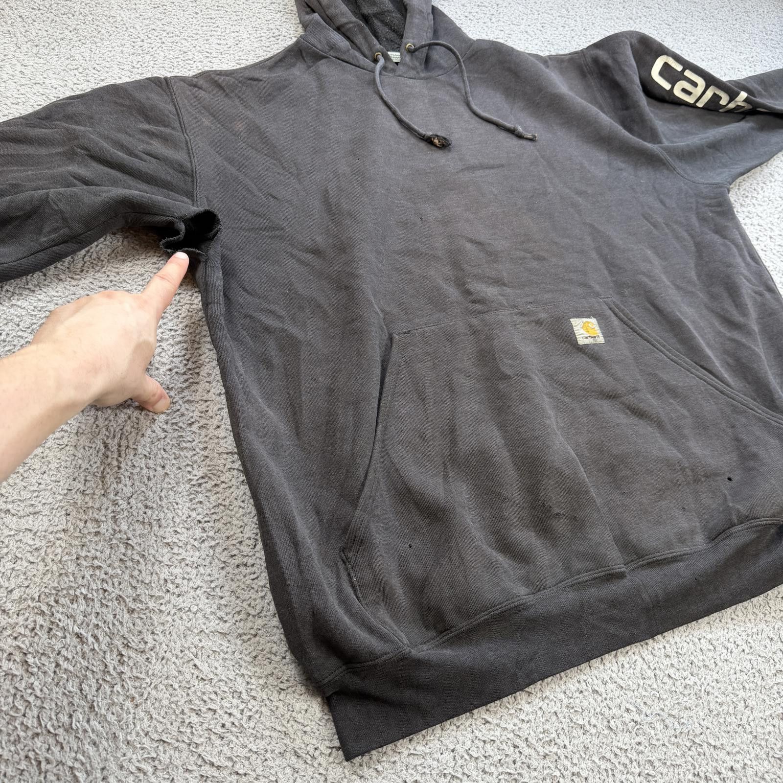 Carhartt Carhartt Hoodie Distressed Beater Faded Black Workwear L Size US L / EU 52-54 / 3 - 6 Thumbnail
