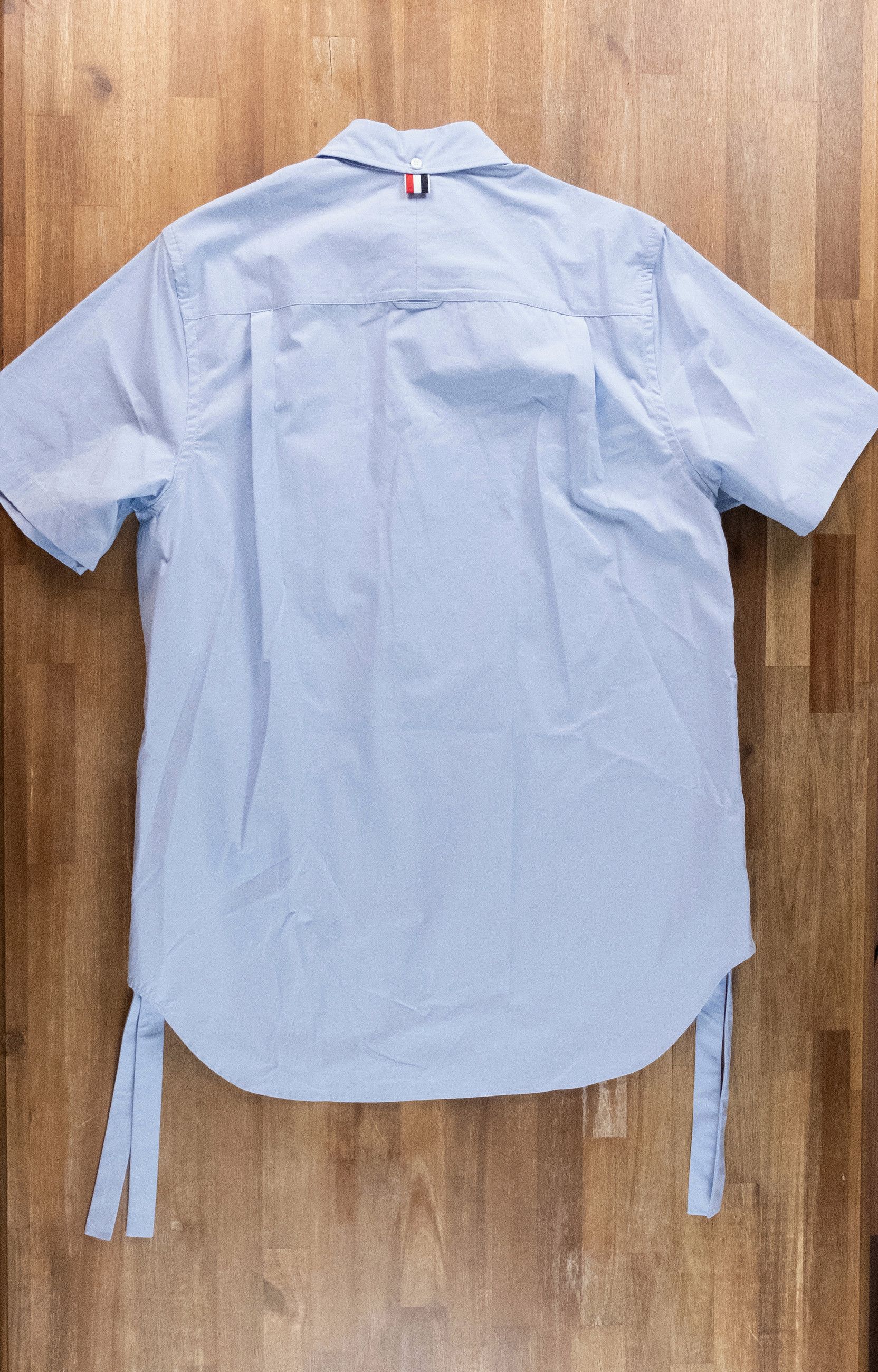 Thom Browne THOM BROWNE solid blue cotton gathered mini shirt dress 6 Size M / US 6-8 / IT 42-44 - 8 Thumbnail