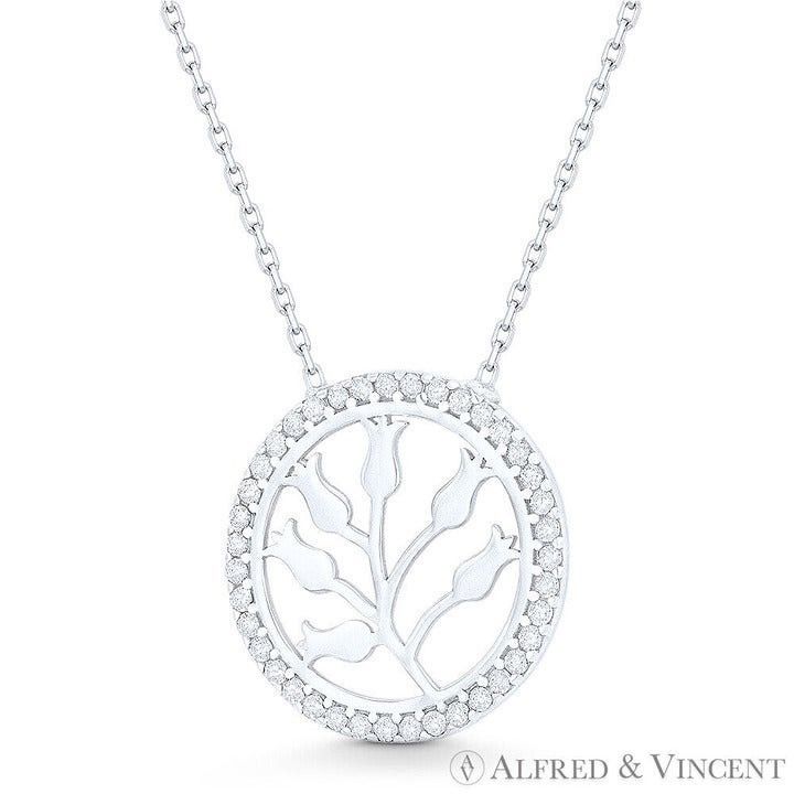Other Tulip Flower Circle Eternity Pendant CZ Crystal Necklace Size ONE SIZE - 1 Preview