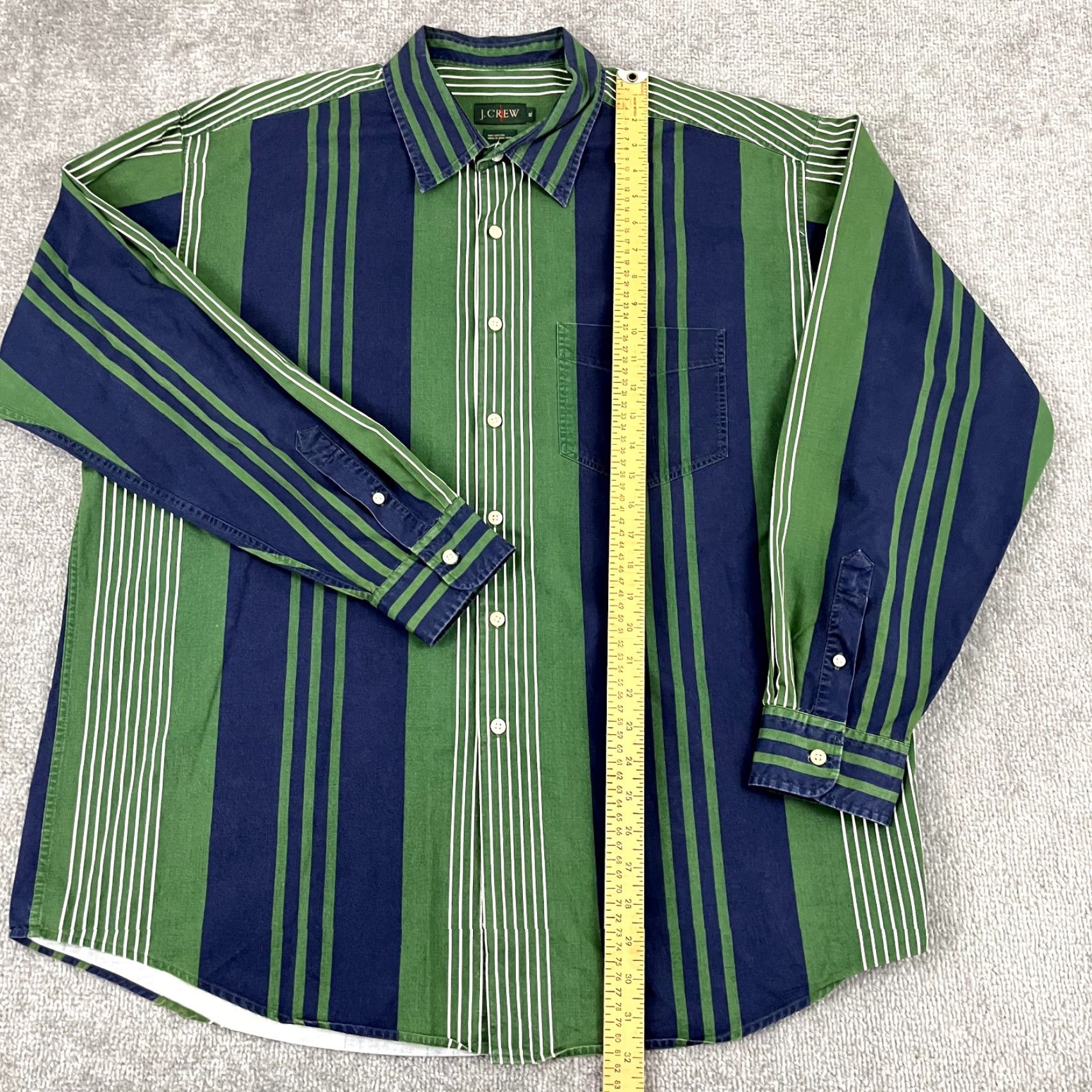 J.Crew VINTAGE J.CREW Shirt Mens XL Blue Green Oarsman Button Up Long Sleeve 90s Y2K Size US XL / EU 56 / 4 - 3 Thumbnail