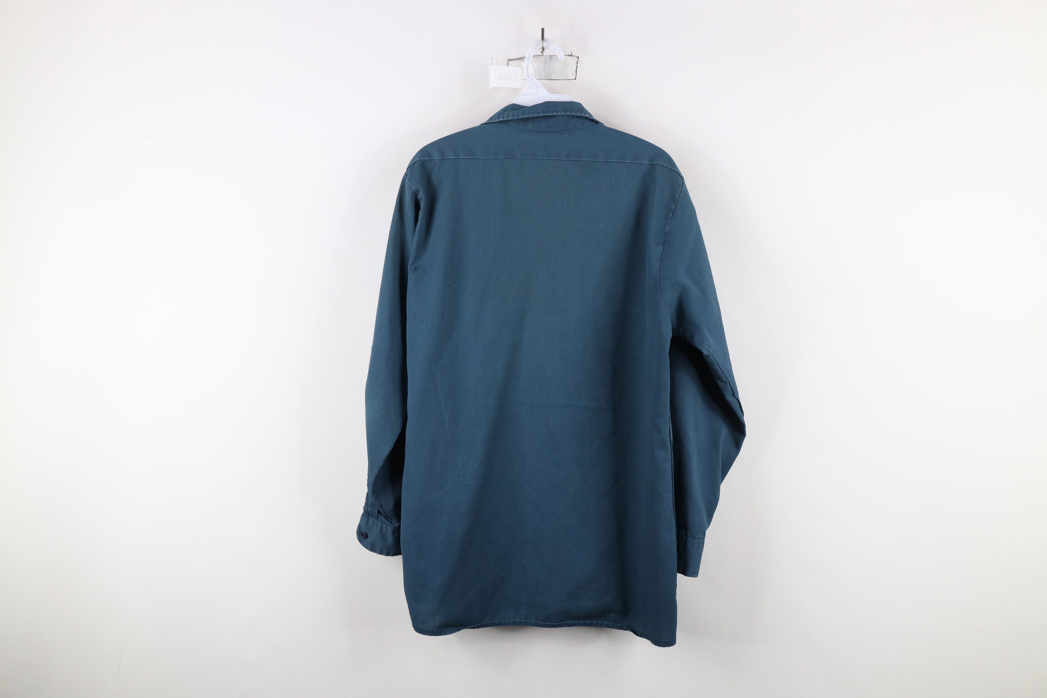 Dickies × Vintage Vintage 90s Dickies Thrashed Workwear Button Shirt Teal USA Size US M / EU 48-50 / 2 - 16 Thumbnail