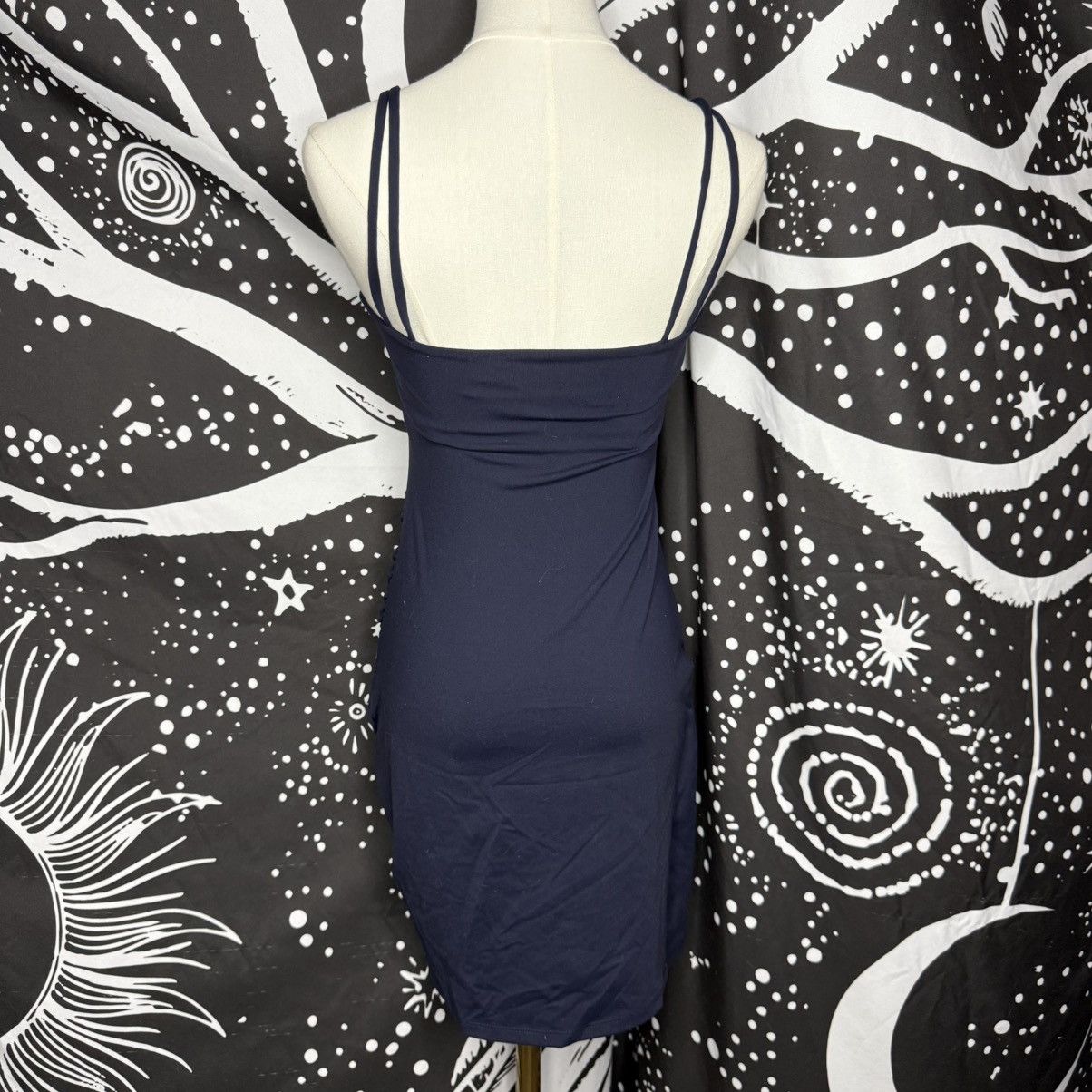 Susana Monaco Susana Monaco Navy Ruched Mini Dress with Thin Straps Size XS / US 0-2 / IT 36-38 - 3 Thumbnail
