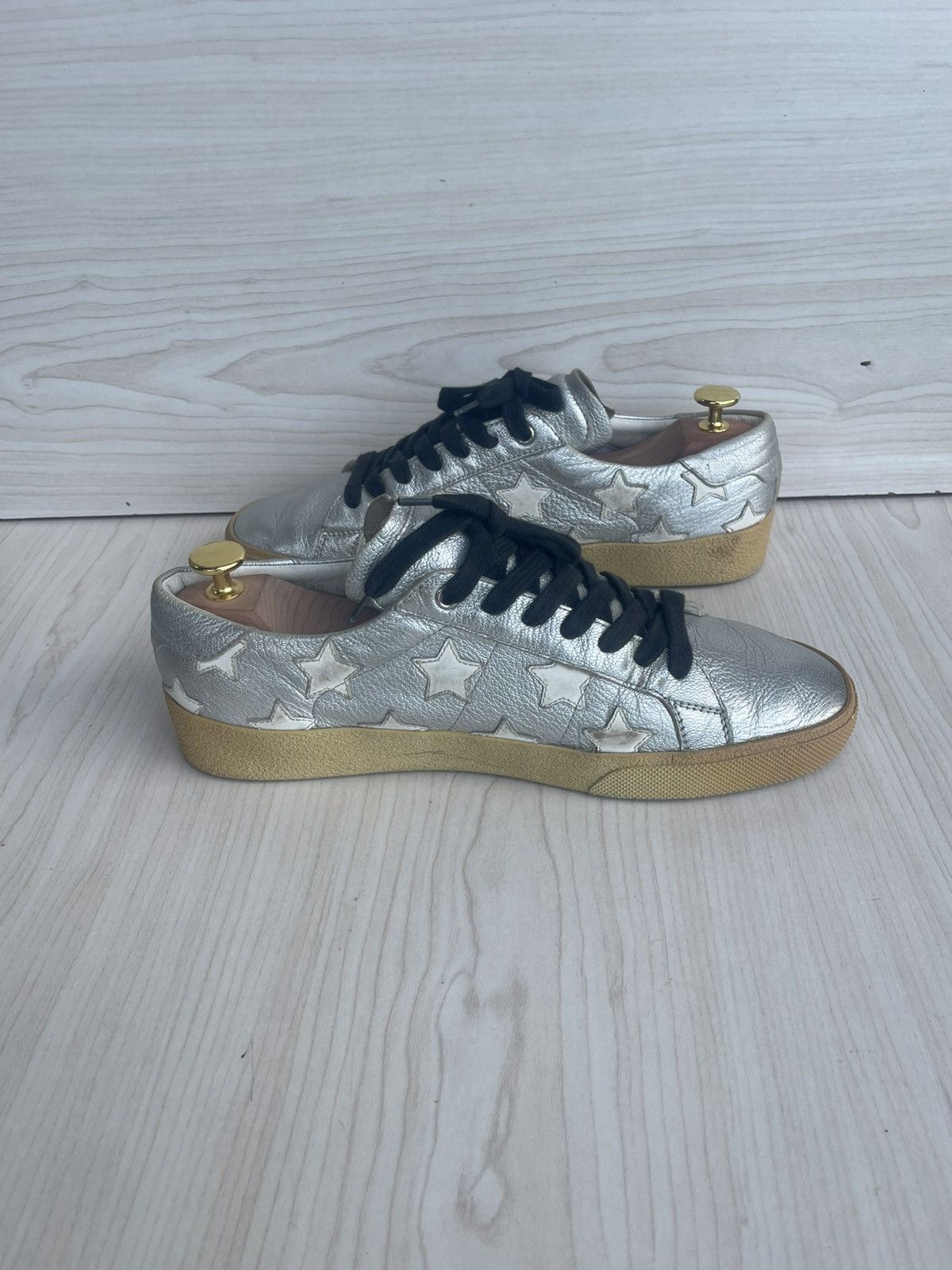 Saint Laurent Paris SAINT LAURENT WHITE AND SILVER STARS SNEAKERS Size US 8 / EU 41 - 5 Thumbnail