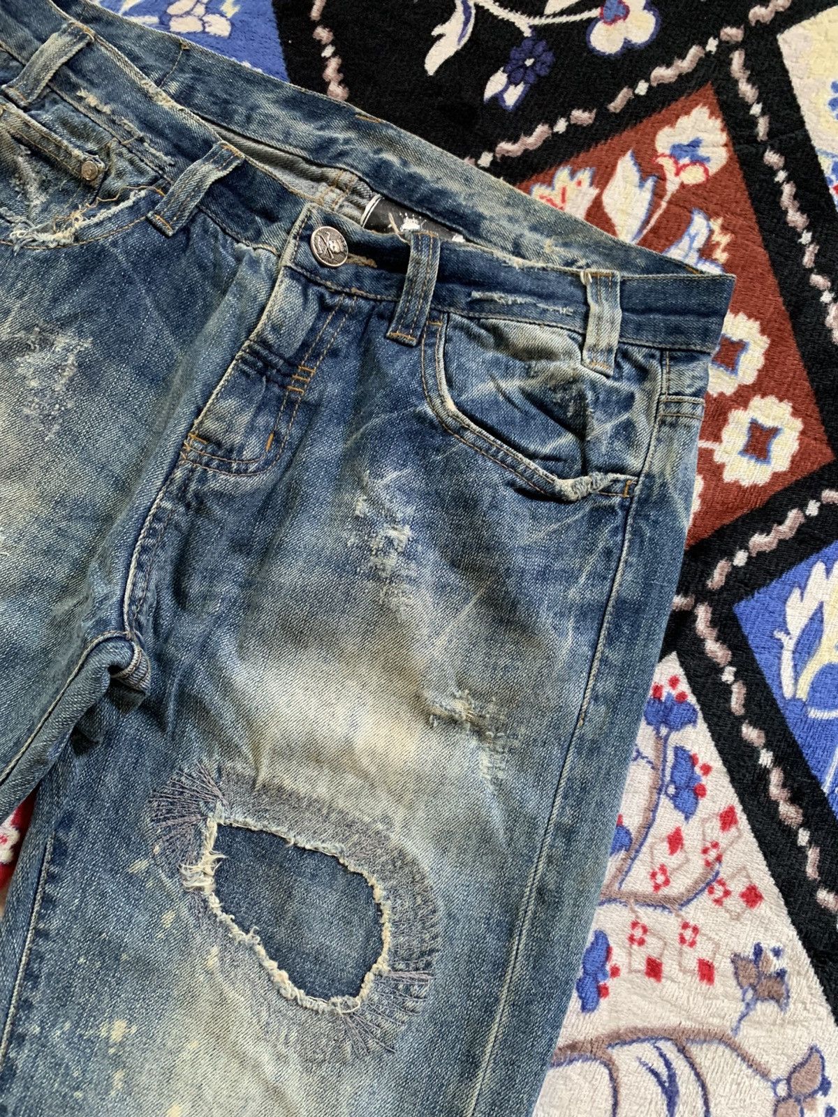 If Six Was Nine Y2K Japanese Distressed Denim Size US 31 - 5 Thumbnail