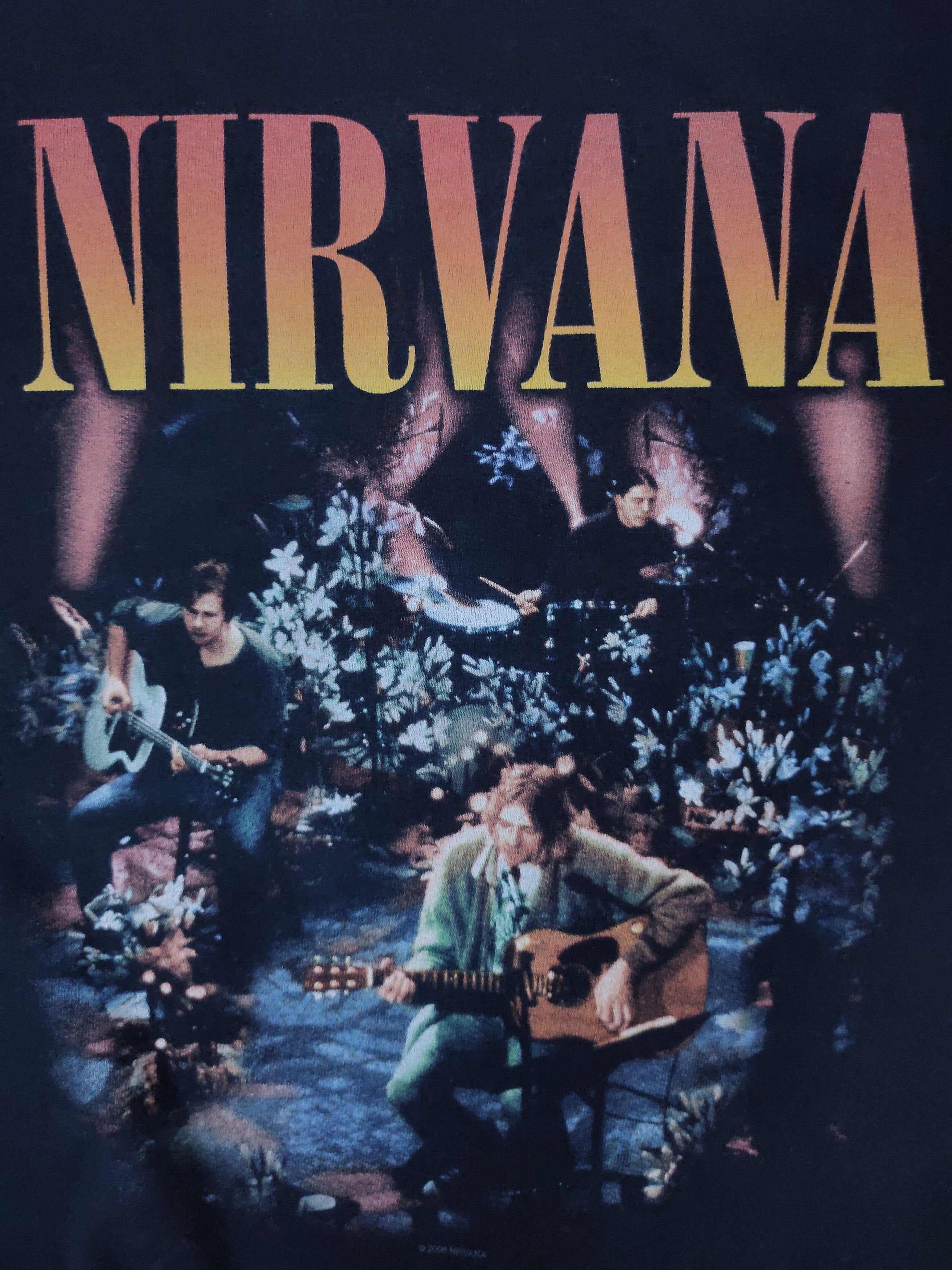 image of Band Tees x Kurt Cobain Y2K Nirvana Unplugged Iconic Album Cover Grunge Tshirt in Black (Size 2XL)