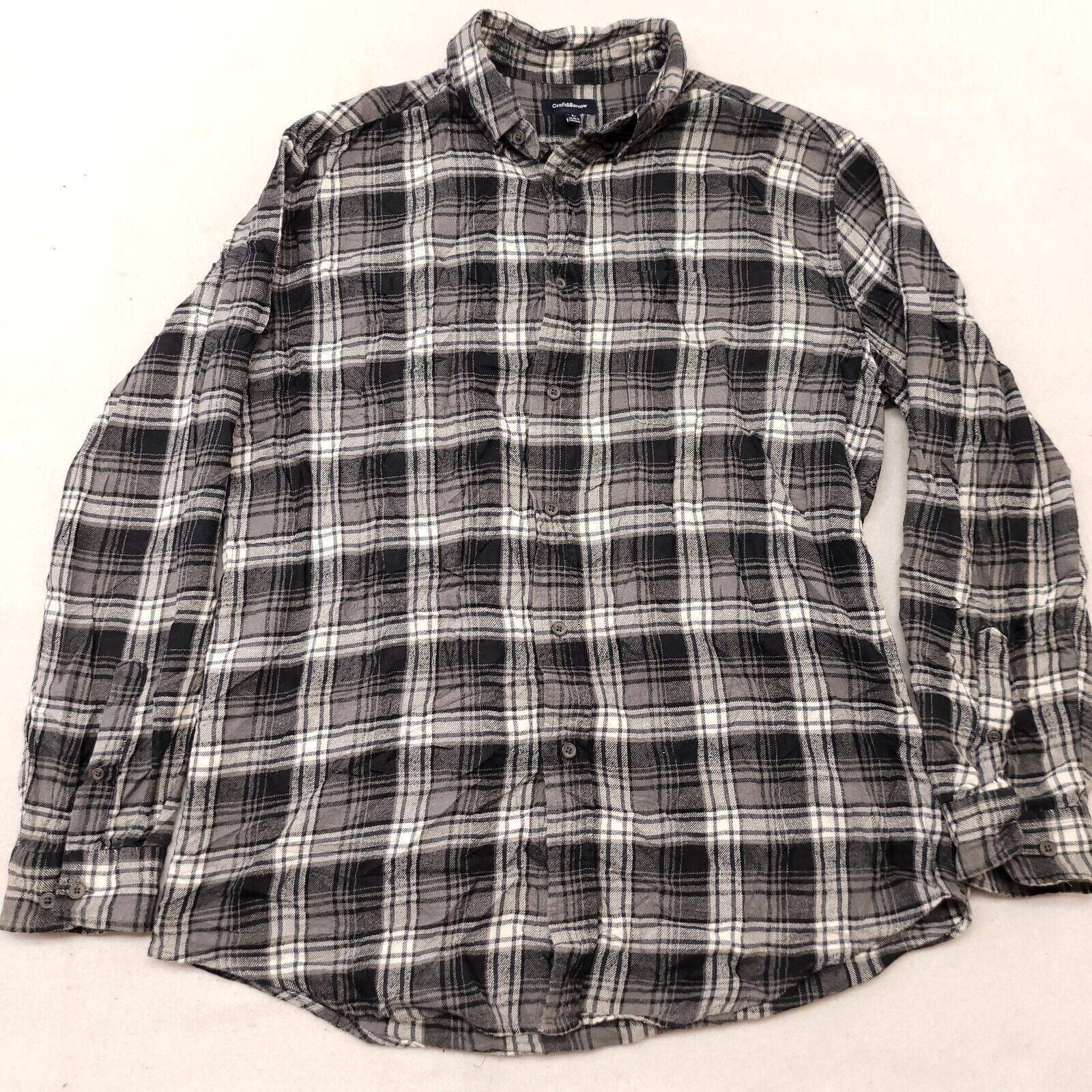 Croft & Barrow Croft & Barrow Madras Flannel Shirt Mens Size Large L Gray Size US L / EU 52-54 / 3 - 2 Thumbnail