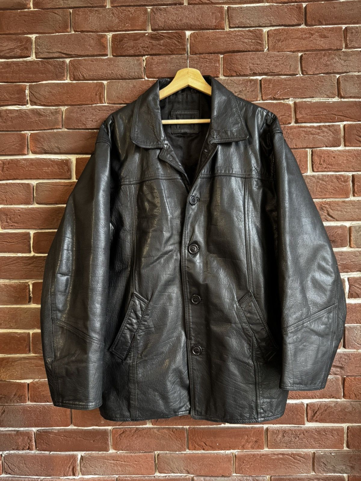 Vintage 90s Real Leather Coat L Jacket High Quality Rock