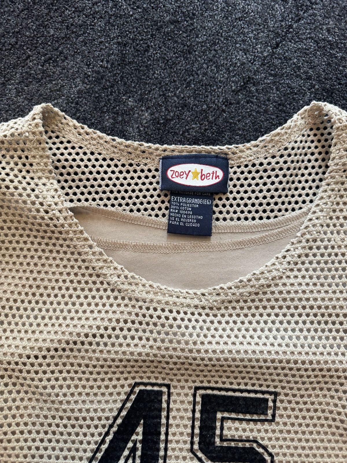 Vintage Y2K ZOEY BETH MESH JERSEY TOP Size XL / US 12-14 / IT 48-50 - 4 Thumbnail