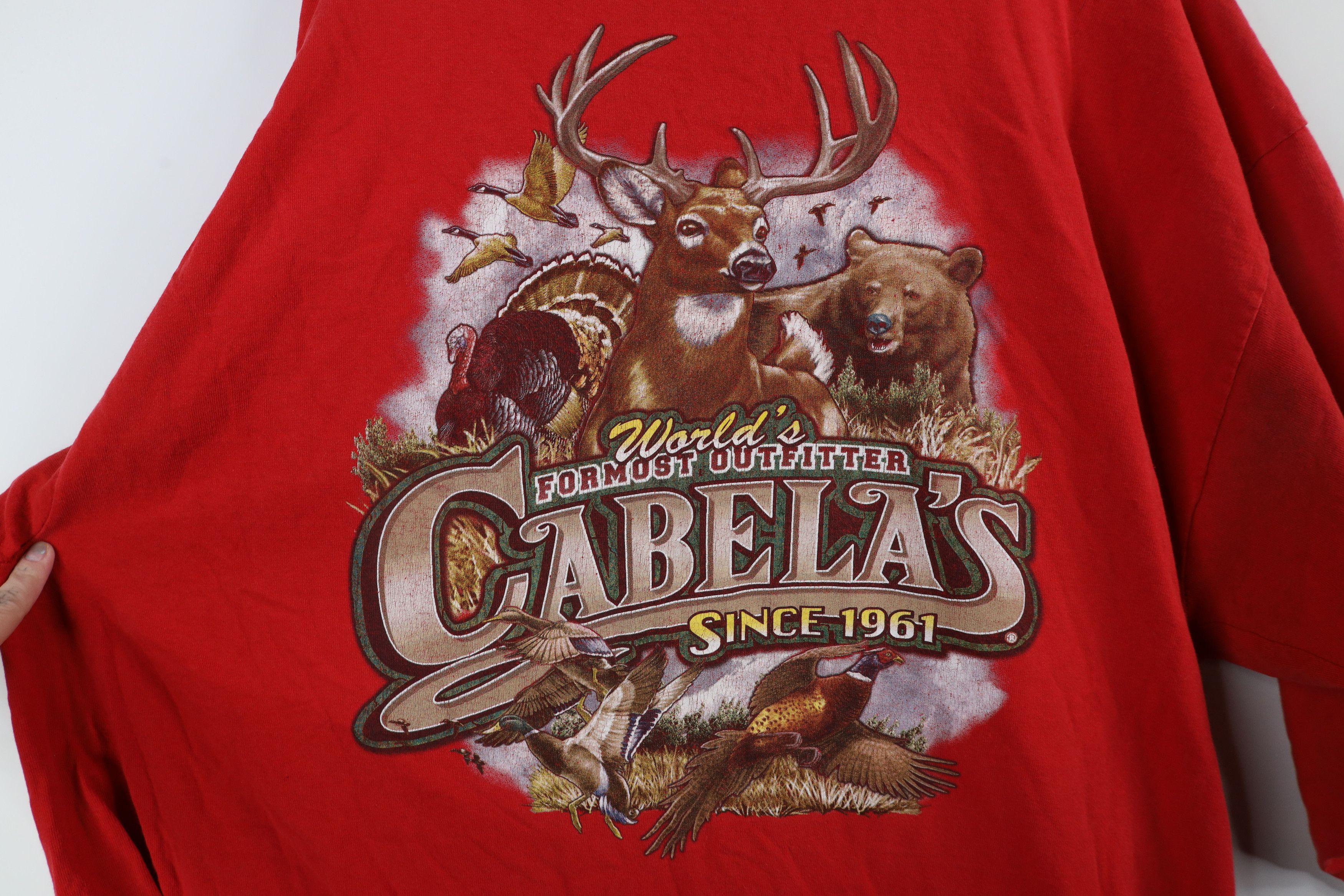 Cabelas × Vintage Vintage 90s Cabelas Spell Out Deer Long Sleeve T-Shirt Size US XXL / EU 58 / 5 - 13 Thumbnail