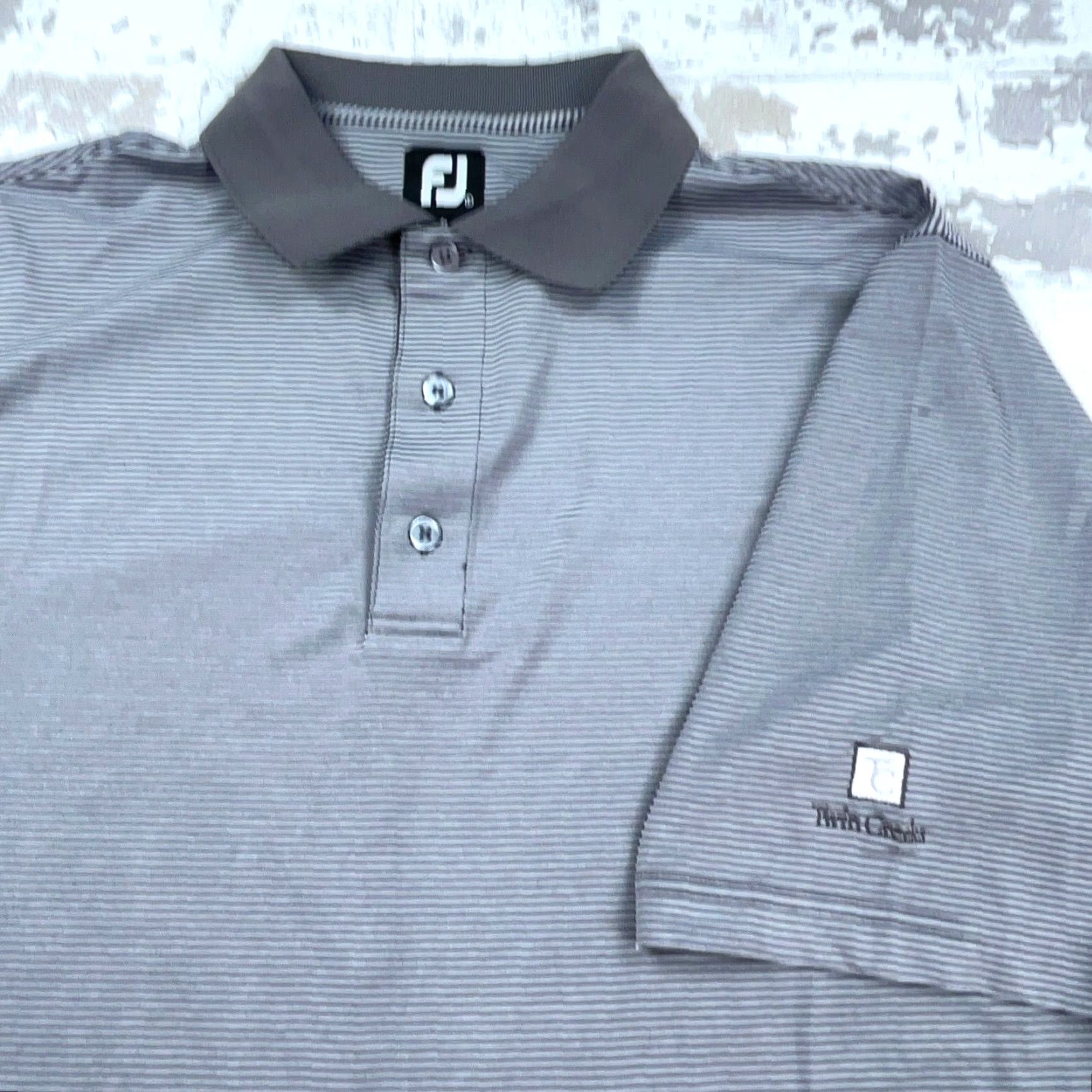 Footjoy FootJoy Polo Shirt Men Large Gray Striped Performance Golf Club Twin Creeks Size US L / EU 52-54 / 3 - 4 Thumbnail