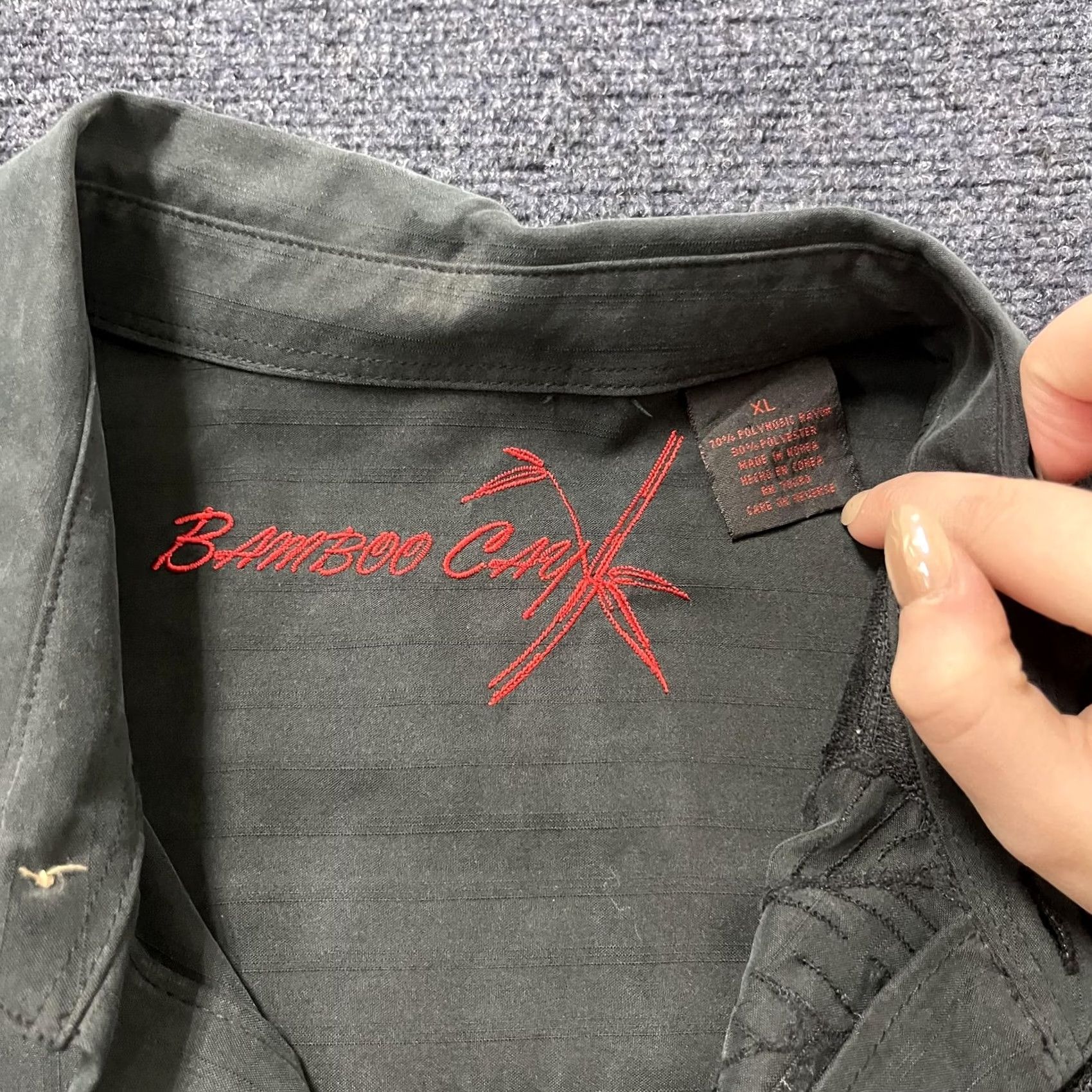 Vintage Bamboo Cay Shirt Mens XL Gray Embroidered Floral Tropical Short Sleeve Button Up Size US XL / EU 56 / 4 - 5 Thumbnail