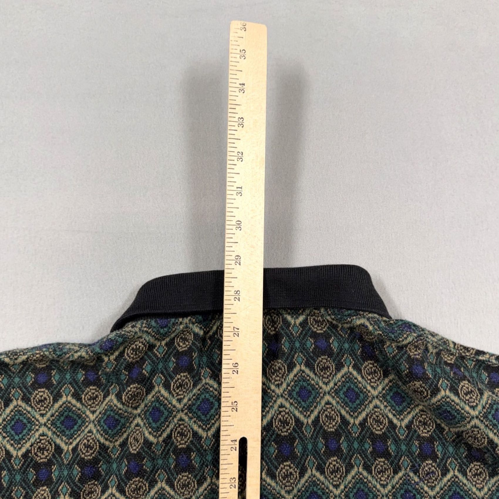 Vintage Nino Cerruti Sport Polo Shirt Mens S Green Geometric Long Sleeve Knit Size US S / EU 44-46 / 1 - 7 Thumbnail