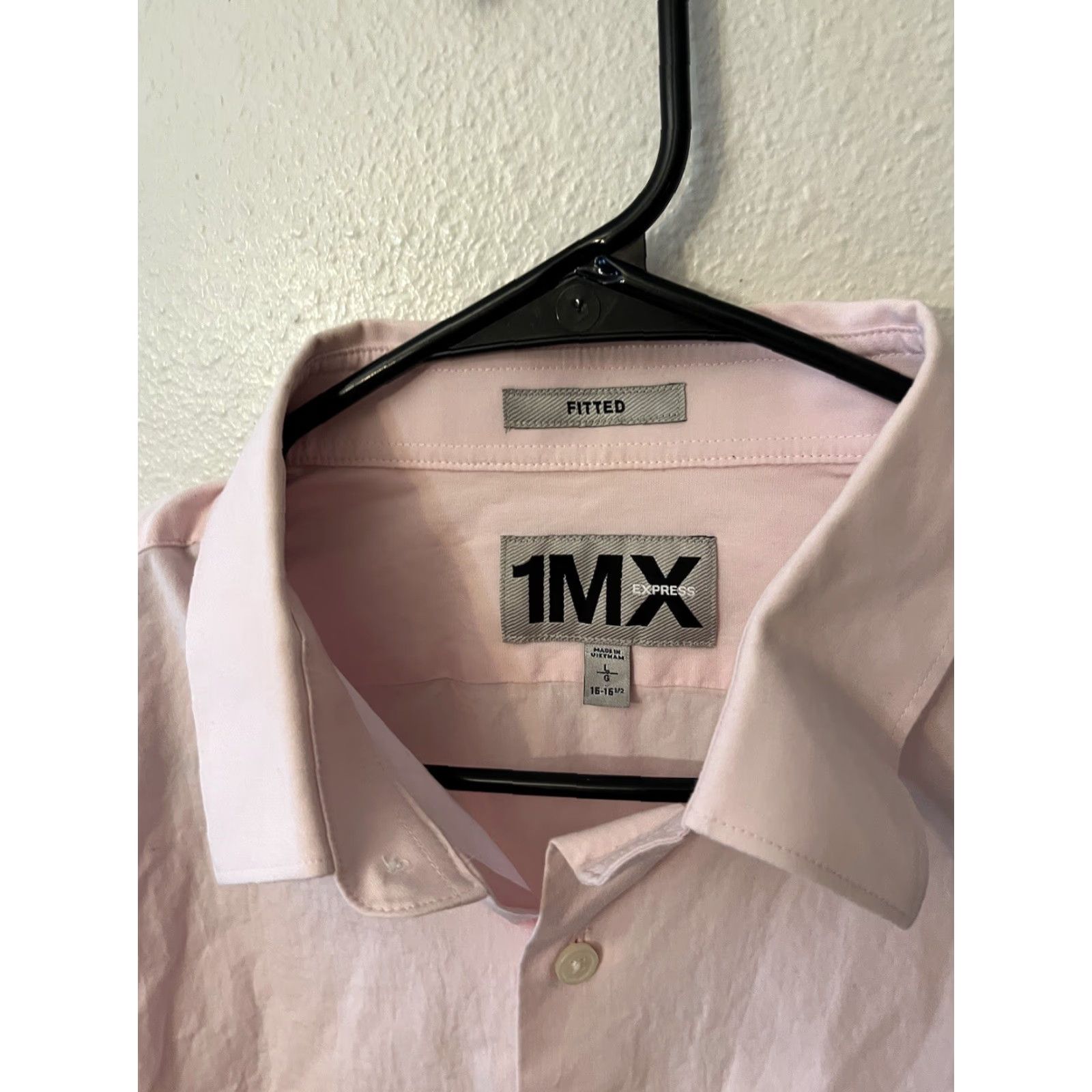 Express VINTAGE Express Men's Dress Shirt L Pink Solid Cotton Business Casual Workwear 90s Size 42R - 2 Thumbnail