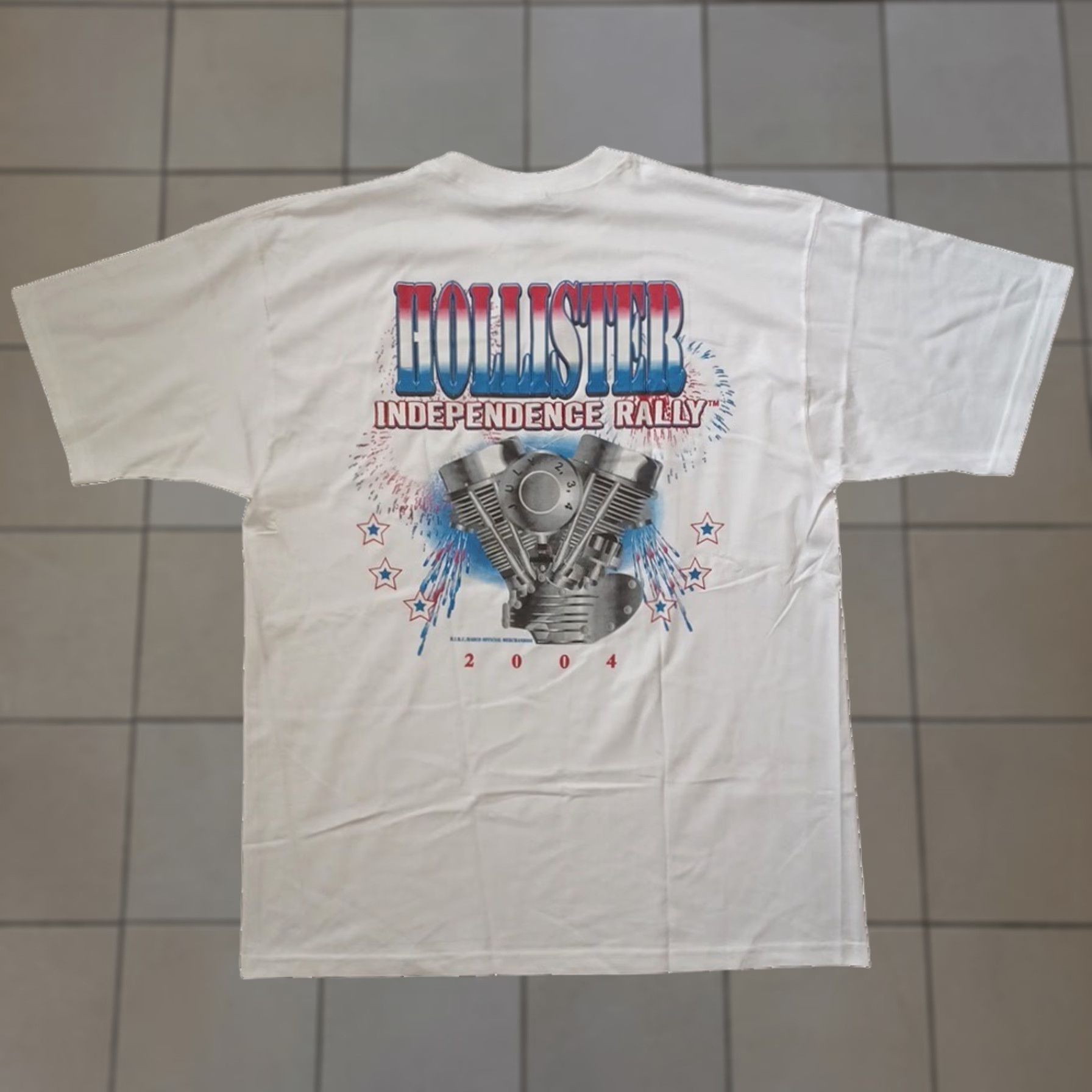 Fruit Of The Loom Hollister Independence Rally Shirt XL White Bike Engine Logo 2004 Deadstock Mens Size US XL / EU 56 / 4 - 1 Thumbnail