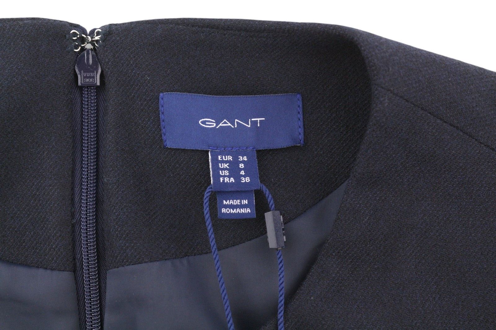 Gant WASHABLE STR WOOL EU34 Dark Blue 3/4 Sleeve Dress 85197 Size XS / US 0-2 / IT 36-38 - 7 Thumbnail