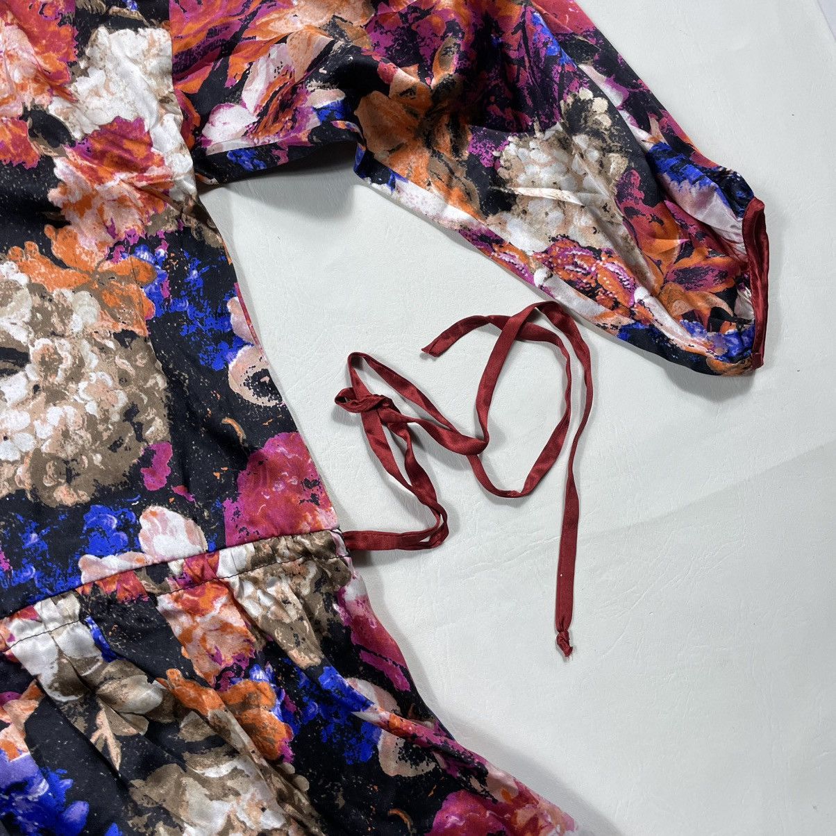 Roberto Cavalli Just Cavalli Multicolor Silk Satin Floral Print Size M / US 6-8 / IT 42-44 - 22 Thumbnail