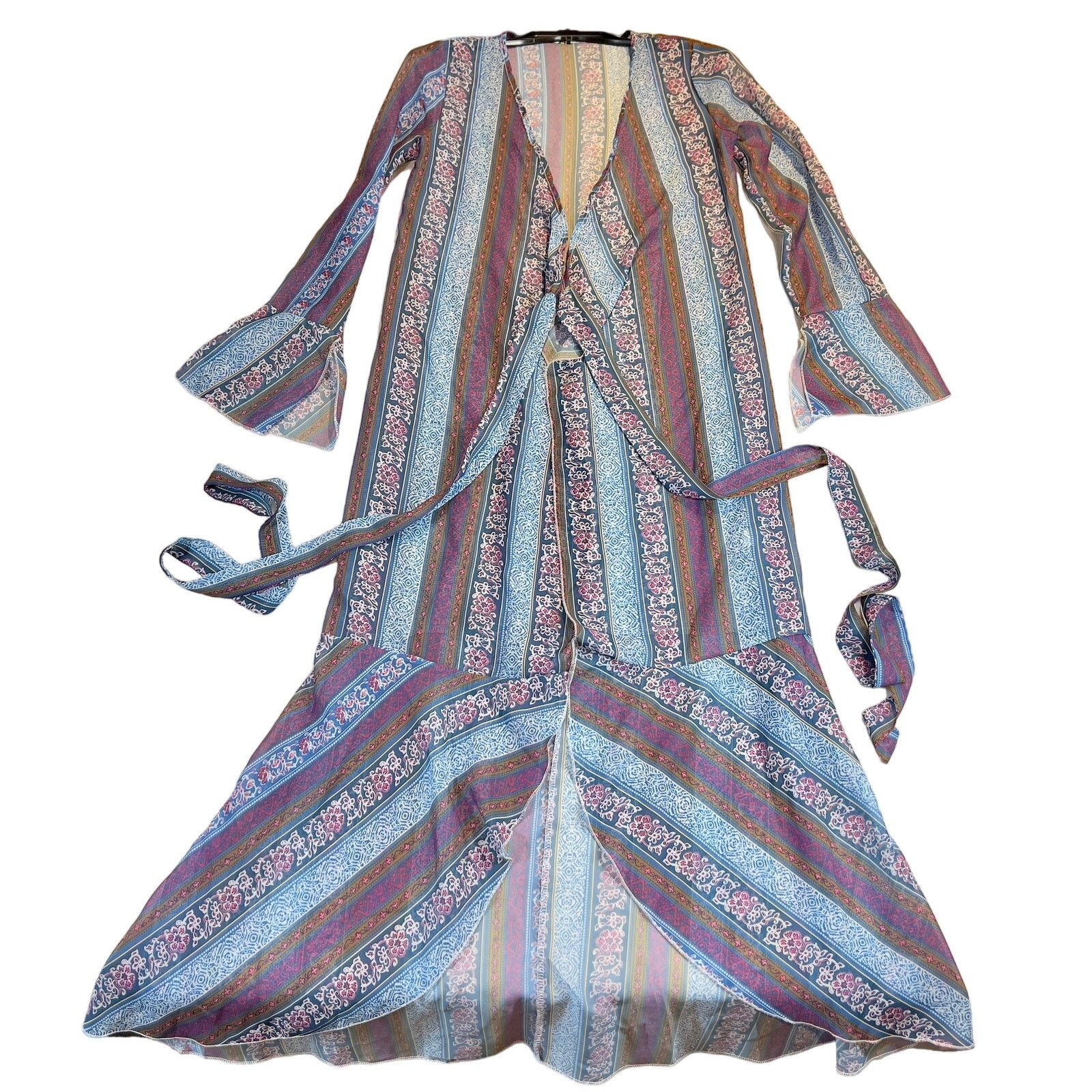 Other Beach Cover-Up Bohemian Boho Paisley Blue Purple Long Belts Size ONE SIZE - 1 Thumbnail