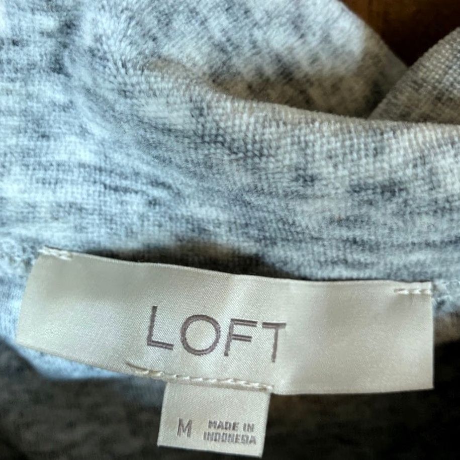 Loft LOFT Womens Sweater Heathered Gray Cowl Neck Soft Pullover Cotton Blend M Size M / US 6-8 / IT 42-44 - 6 Thumbnail
