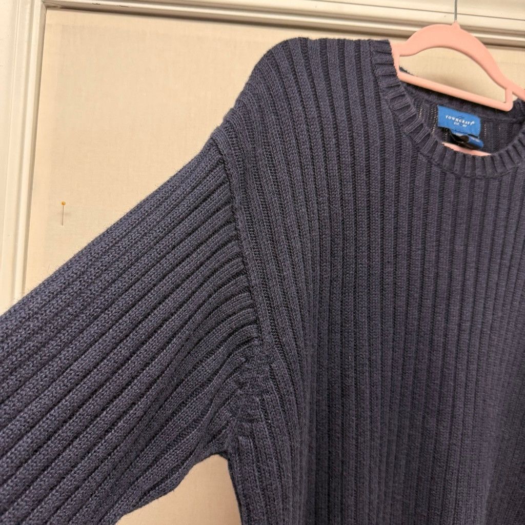 Towncraft Men's TOWNCRAFT Navy Blue Ribbed Crewneck Sweater L Size US L / EU 52-54 / 3 - 3 Thumbnail