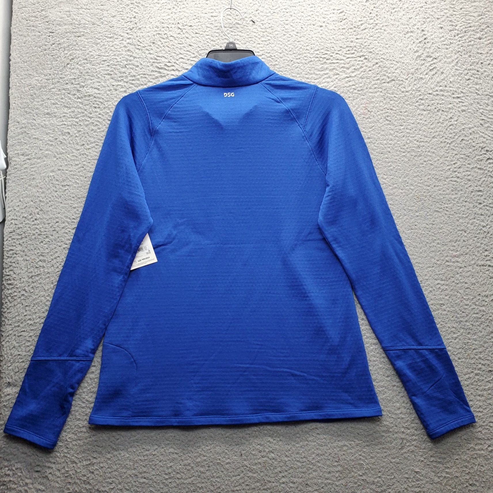 Vintage DSG Activewear Top Women Blue L Womens Size L 1/4 Zip Thumb Hole Raglan Sleeve Mock Neck Breathable Pockets Casual Outdoor Winter 90s Size L / US 10 / IT 46 - 2 Thumbnail