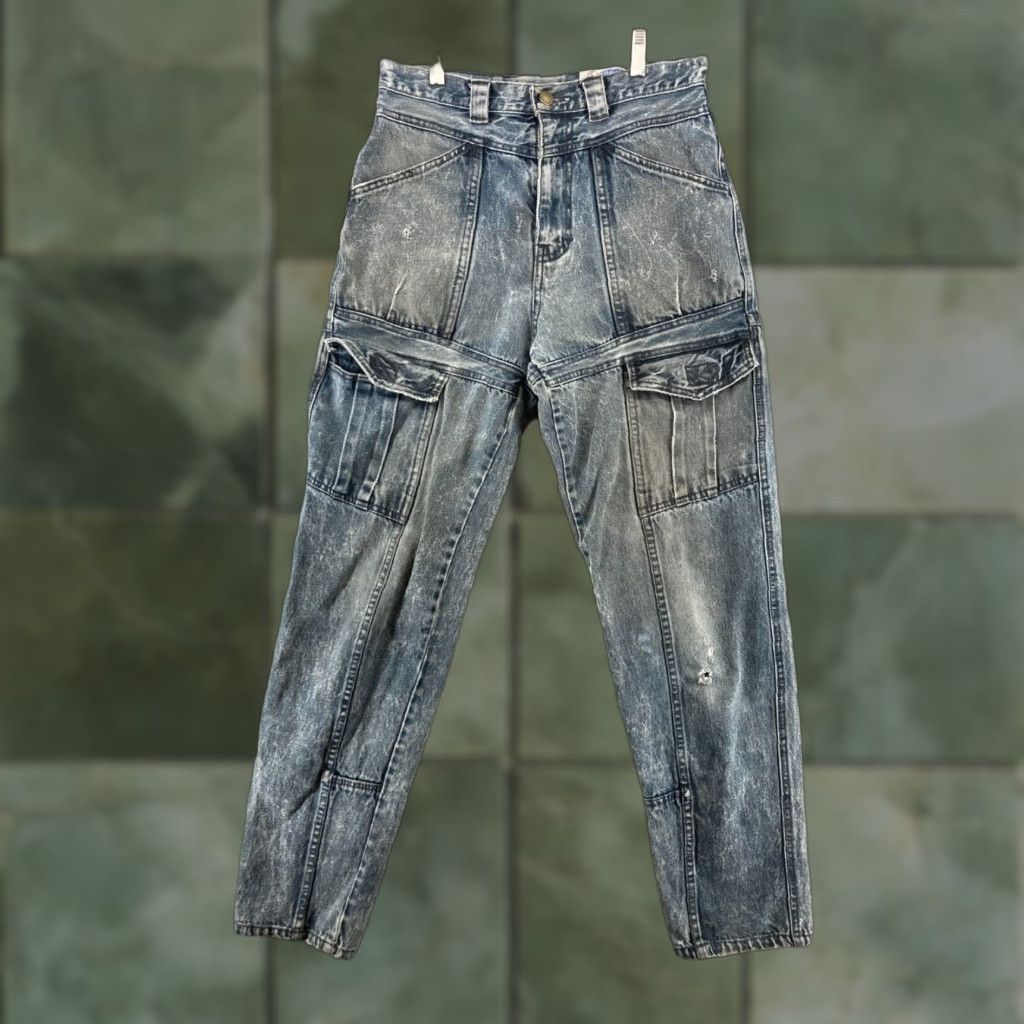 Vintage VINTAGE Sergio Jeans Womens Medium Cargo Blue Denim 28X30 Straight Jeans Womens Medium Blue 90s Mens Womens Girls Size 32" / US 10 / IT 46 - 1 Thumbnail