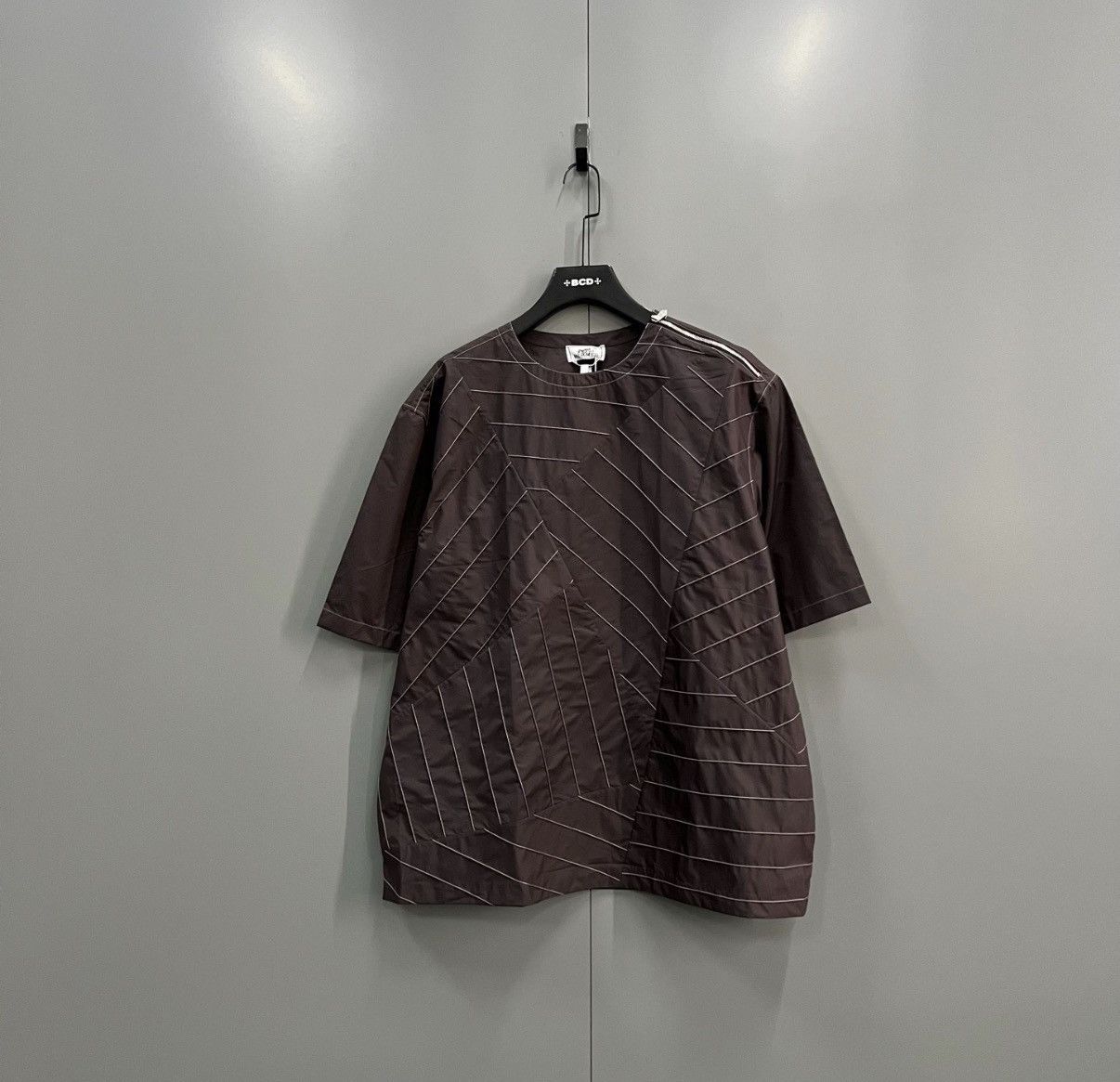 Hermes Hermès Brown Geometric Pattern Short-Sleeve Top J41 Size M / US 6-8 / IT 42-44 - 1 Thumbnail