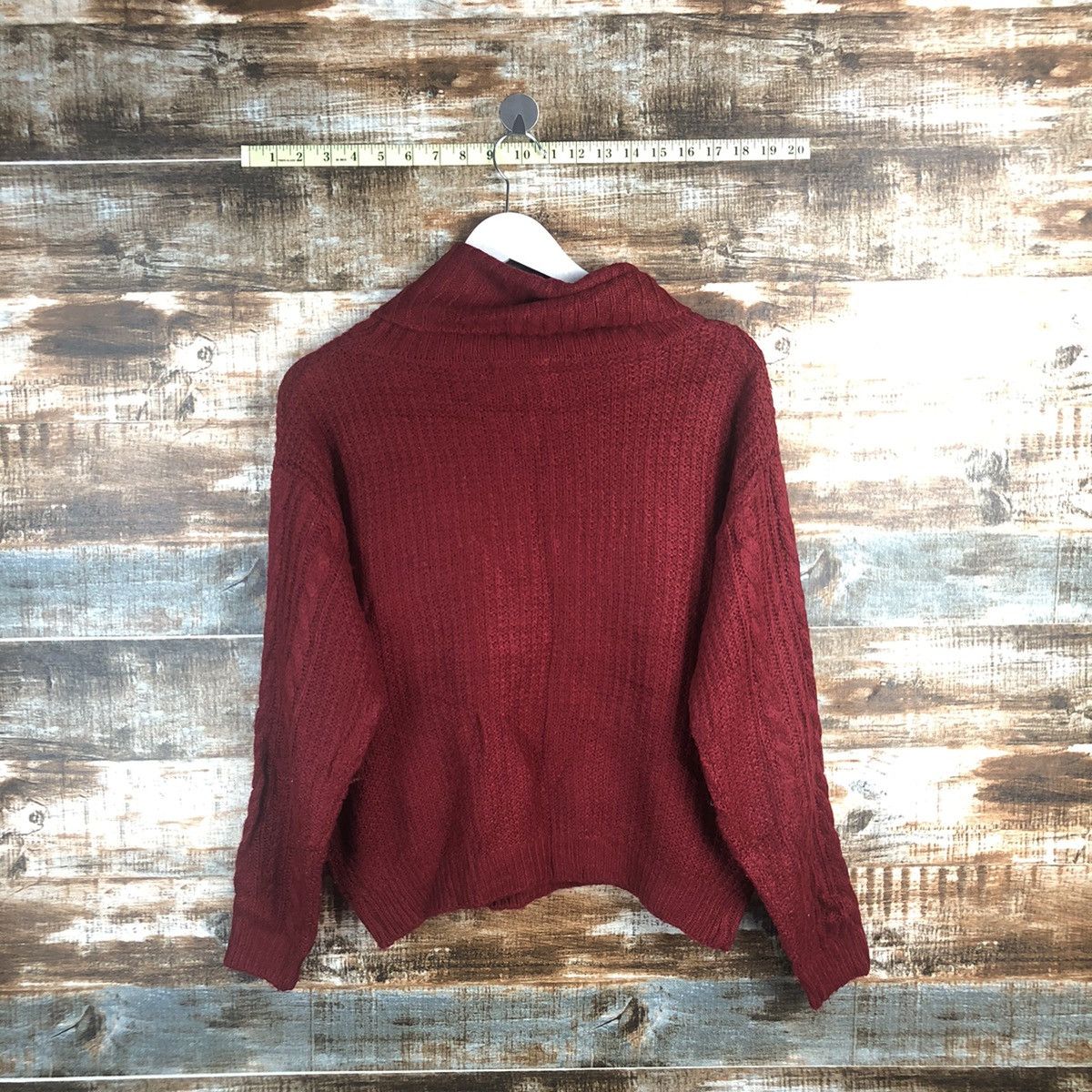 Aran Isles Knitwear × Japanese Brand Ingni Red Turtle Neck cable Knitwear #A1286 Size M / US 6-8 / IT 42-44 - 12 Thumbnail