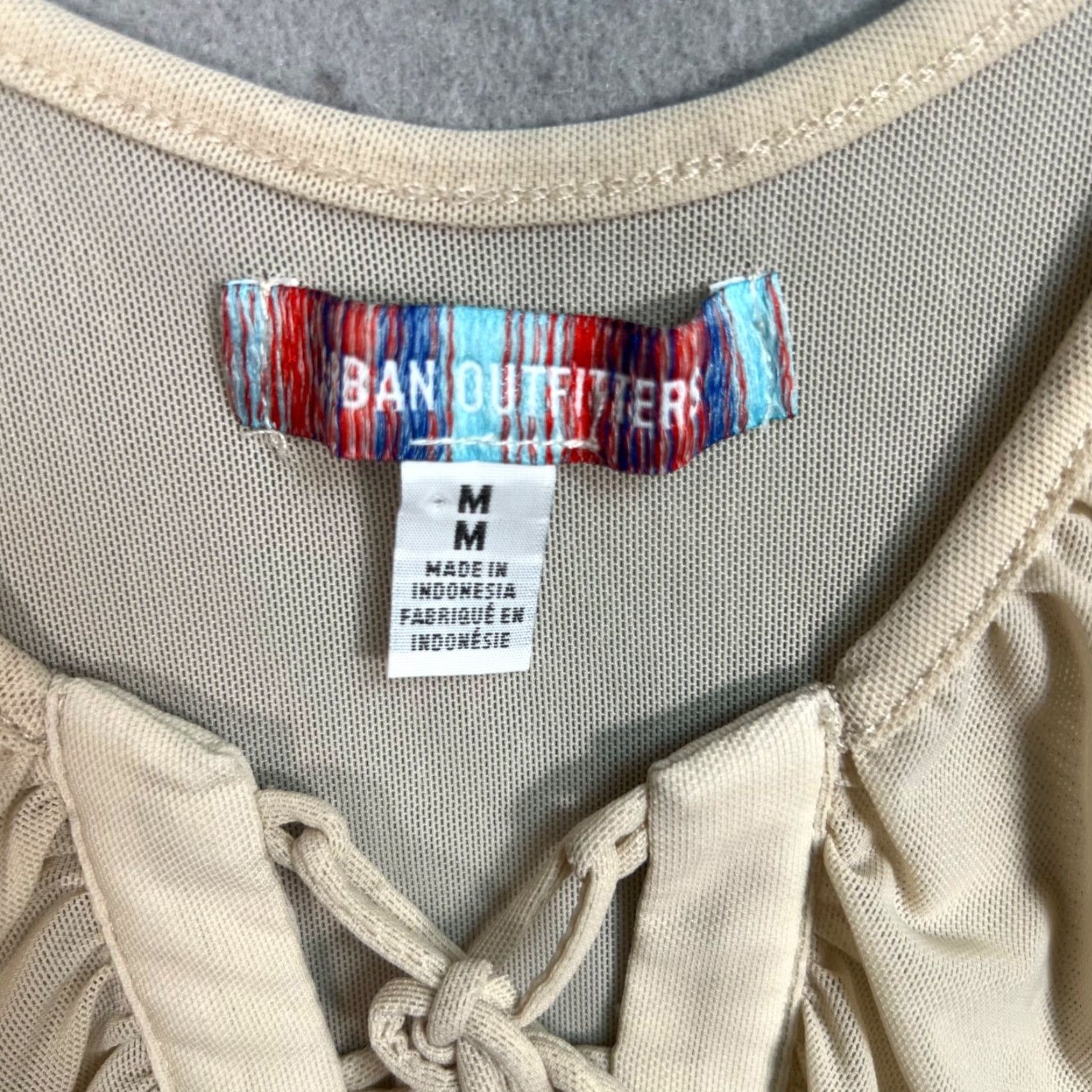 Urban Outfitters Banoufitters Beige Crop Top Womens M Ruched Cropped Nylon Shirt Urban Outfitters Style Size M / US 6-8 / IT 42-44 - 3 Thumbnail