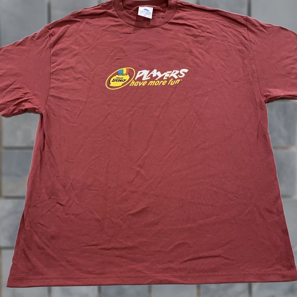 Vintage VINTAGE Illinois Lottery Players Have More Fun T-Shirt XL Red Men Short Sleeve Crew Neck 90s 80s Cotton Shirt Mens Size US XL / EU 56 / 4 - 1 Thumbnail