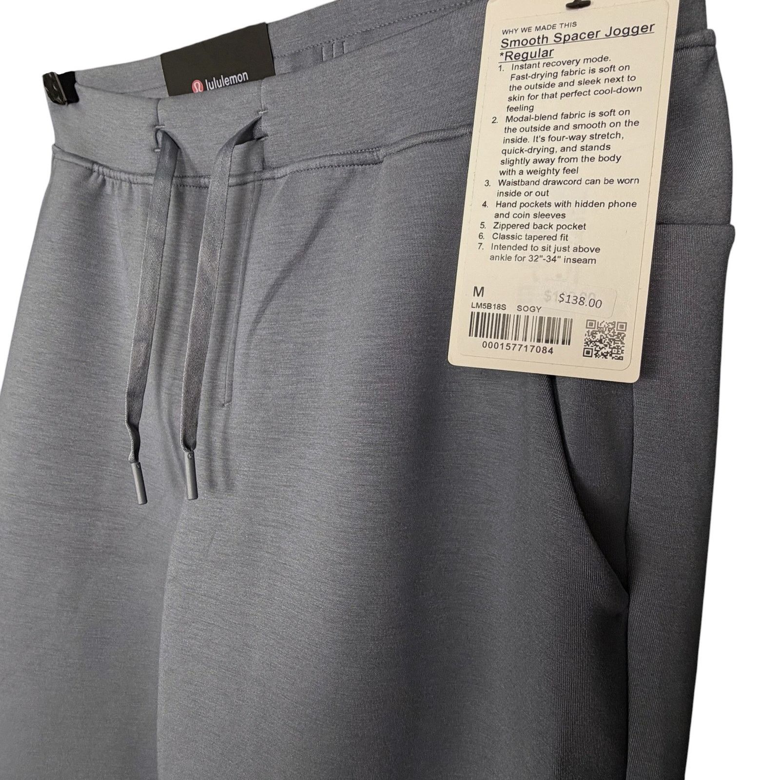 Lululemon Lululemon Smooth Spacer Jogger Men's Medium Gray Tapered Fit Size US 31 - 8 Thumbnail