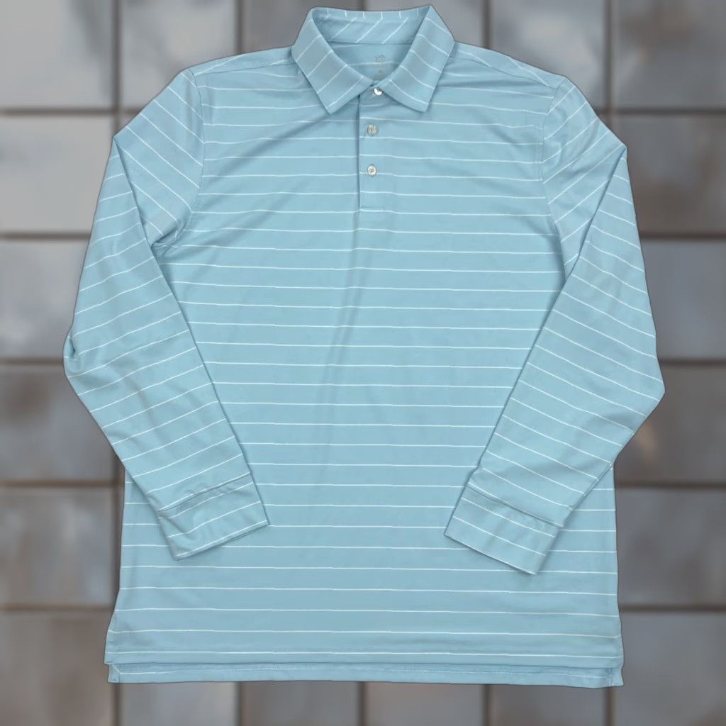 Southern Tide Southern Tide Polo Shirt Mens XL Performance Long Sleeve Blue Stripe Polo Shirt Men XL Blue Stripe Size US XL / EU 56 / 4 - 1 Thumbnail