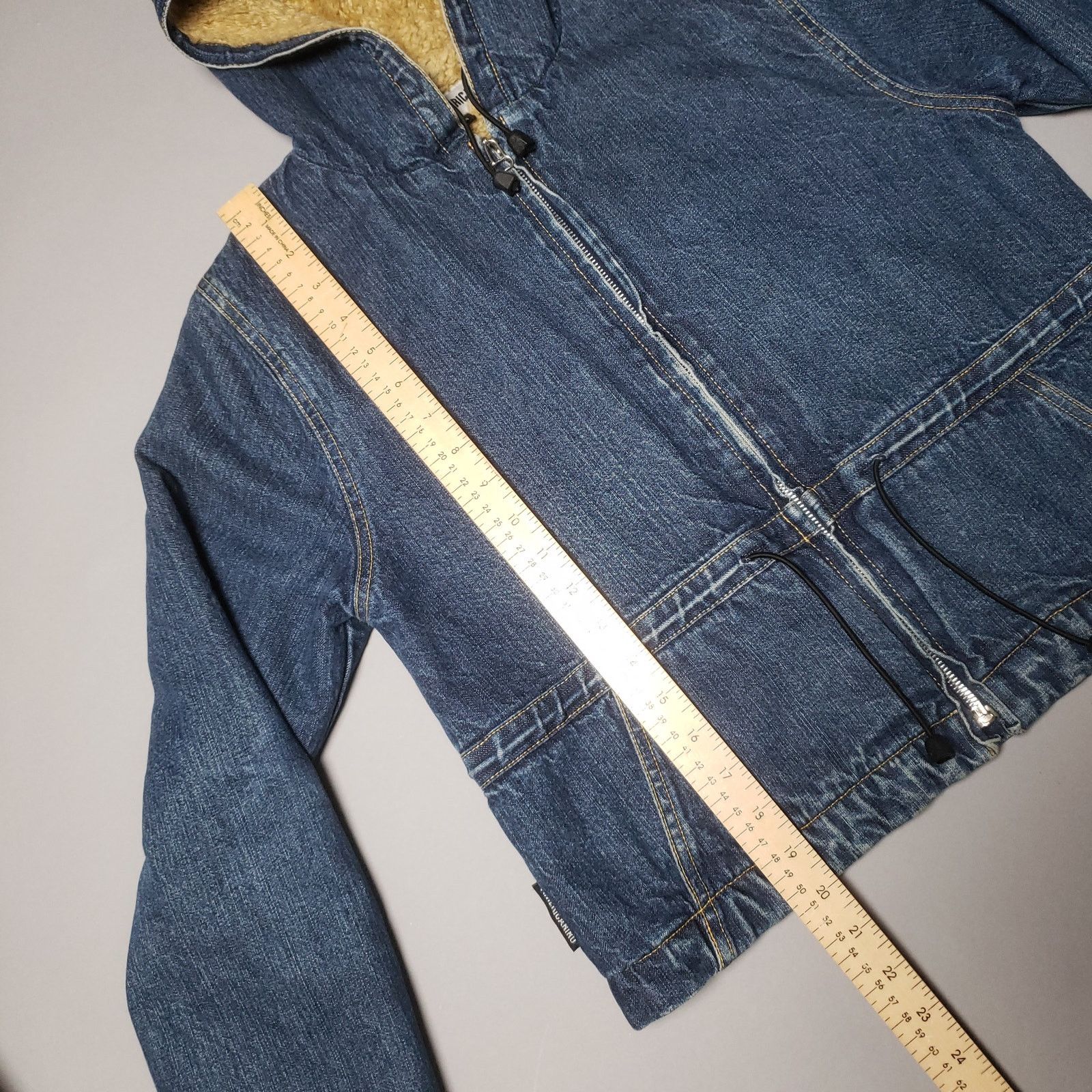 Vintage Vtg RARE Americanino Sherpa Denim cropped Zip up Hoodie Size M / US 6-8 / IT 42-44 - 5 Thumbnail