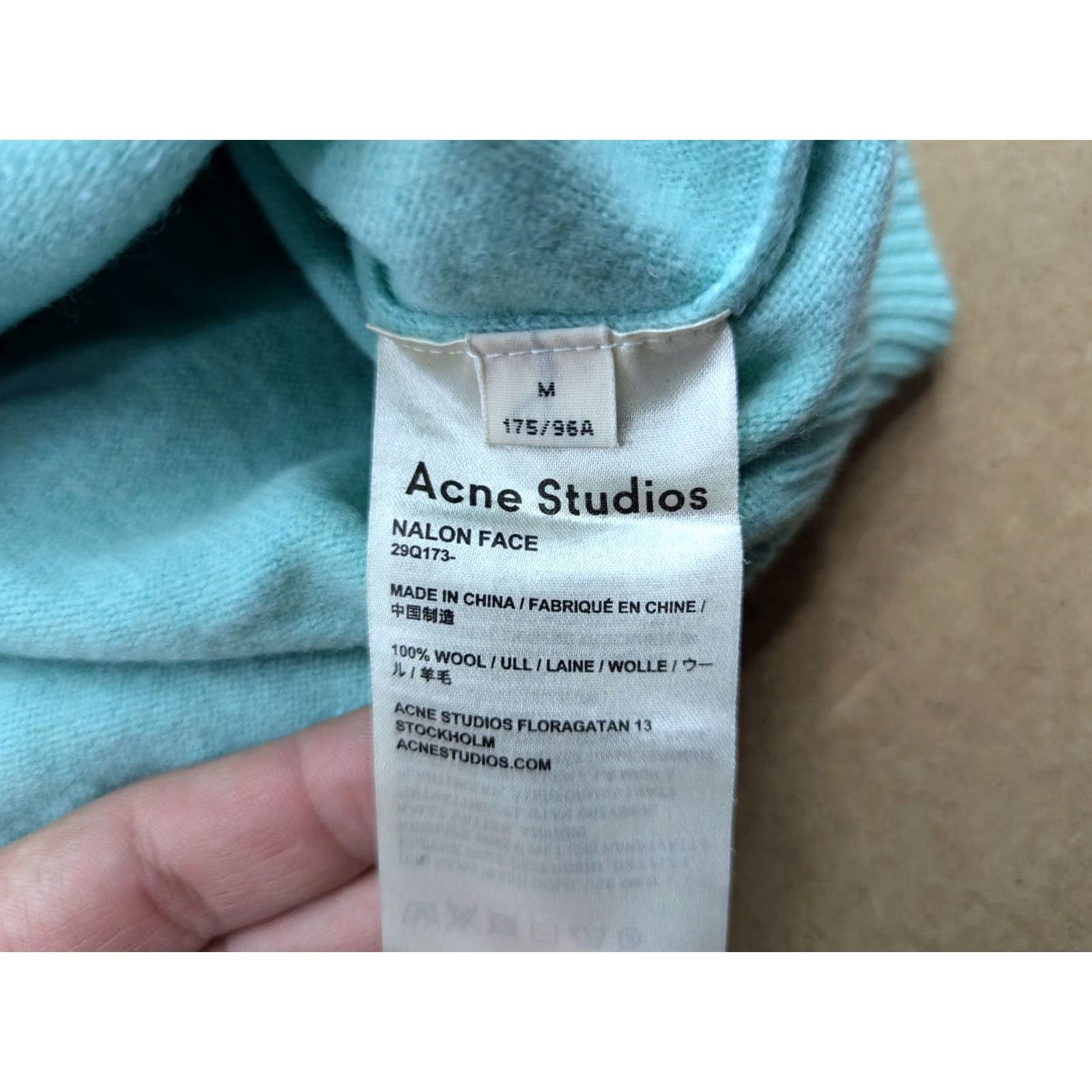 Acne Studios Acne Studios Nalon Face Sweater Mens Medium Teal Wool Crewneck Jumper Knit Pullover Casual - Mens Size US M / EU 48-50 / 2 - 4 Thumbnail