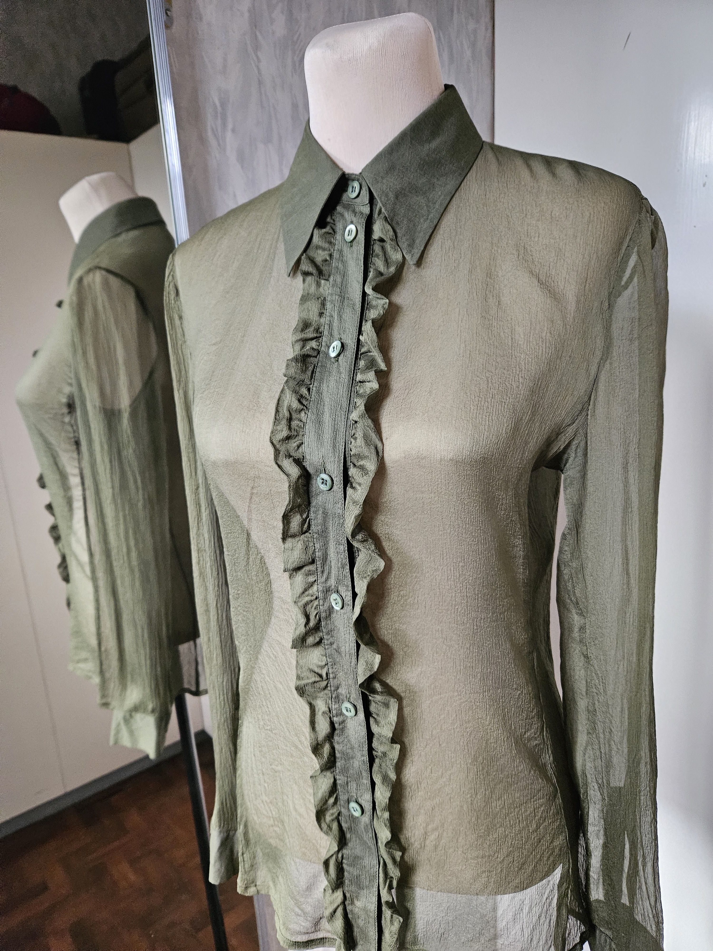 Prada Prada Fall 1996 Ruffled Silk Chiffon Blouse Size M / US 6-8 / IT 42-44 - 8 Thumbnail