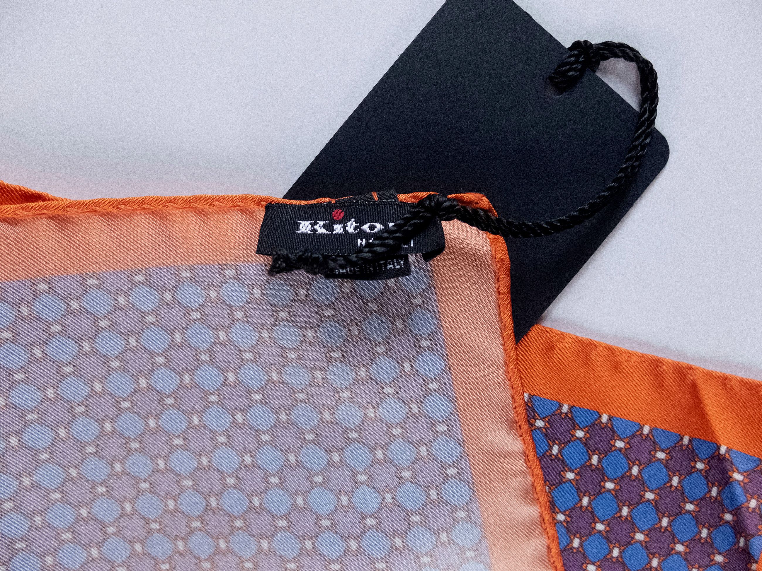 Kiton KITON Napoli blue purple & orange silk pocket square q Size ONE SIZE - 4 Thumbnail