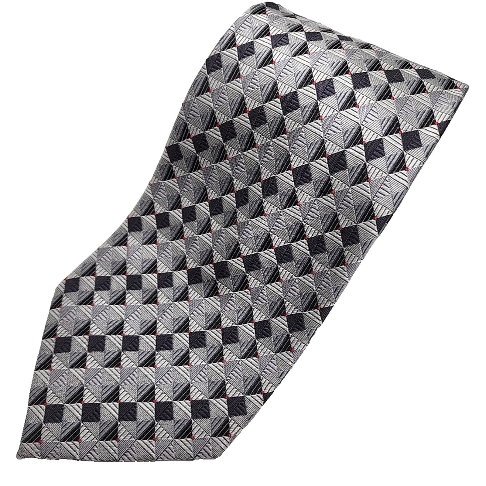 Andrew Fezza Andrew Fezza Silver Geometric Silk Necktie - Like New Size ONE SIZE - 1 Thumbnail