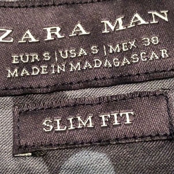 Zara ZARA MAN Camouflage Slim Fit Cotton Shirt Collarless Blue/Gray M7 Size S Size US S / EU 44-46 / 1 - 7 Thumbnail