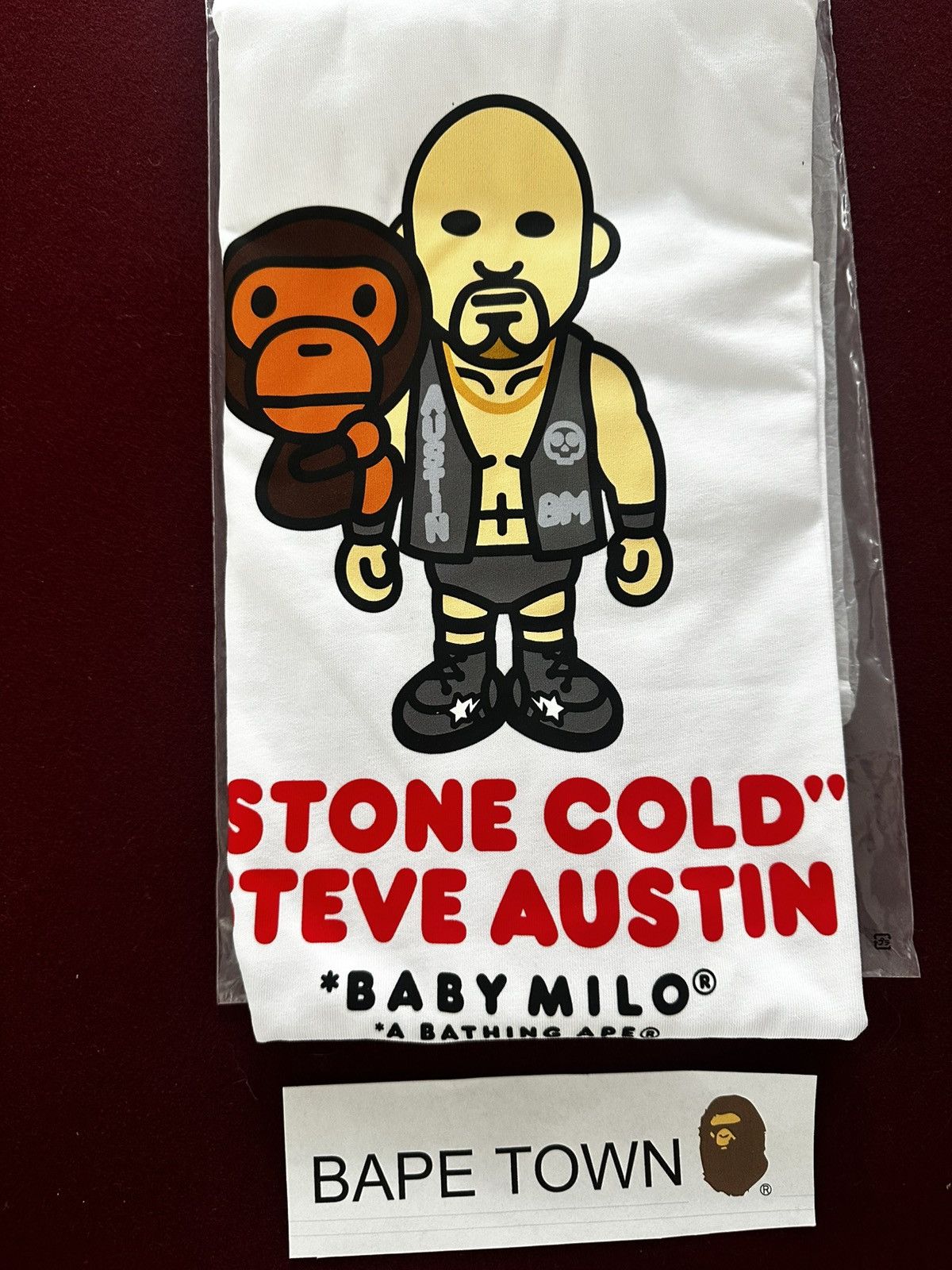 Bape BAPE X FANATICS X WWE STONE COLD BABY MILO RELAXED FIT TEE Size US L / EU 52-54 / 3 - 2 Thumbnail