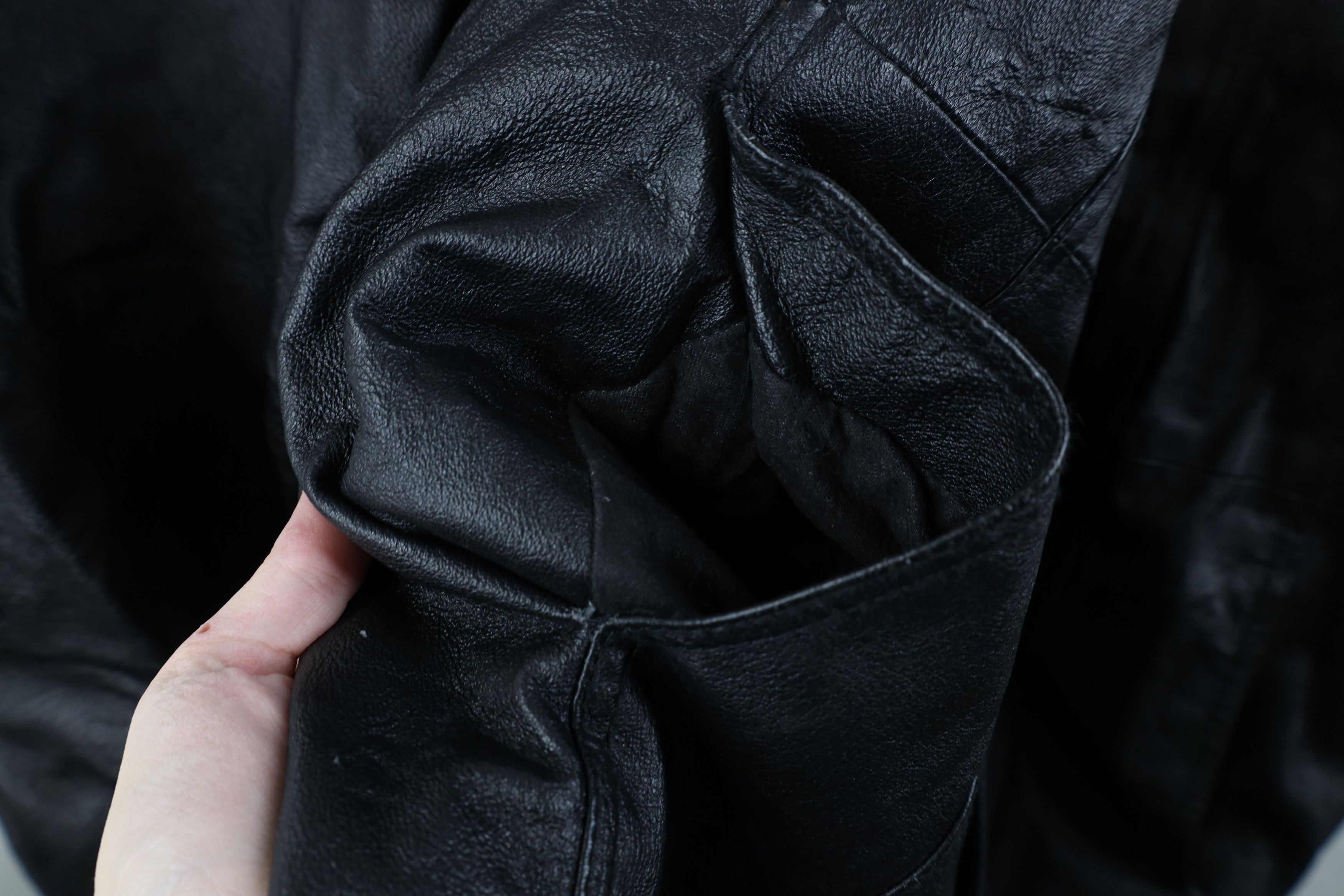 Vintage Vintage 90s Streetwear Full Zip Leather Parka Jacket Black Size US XXL / EU 58 / 5 - 6 Thumbnail