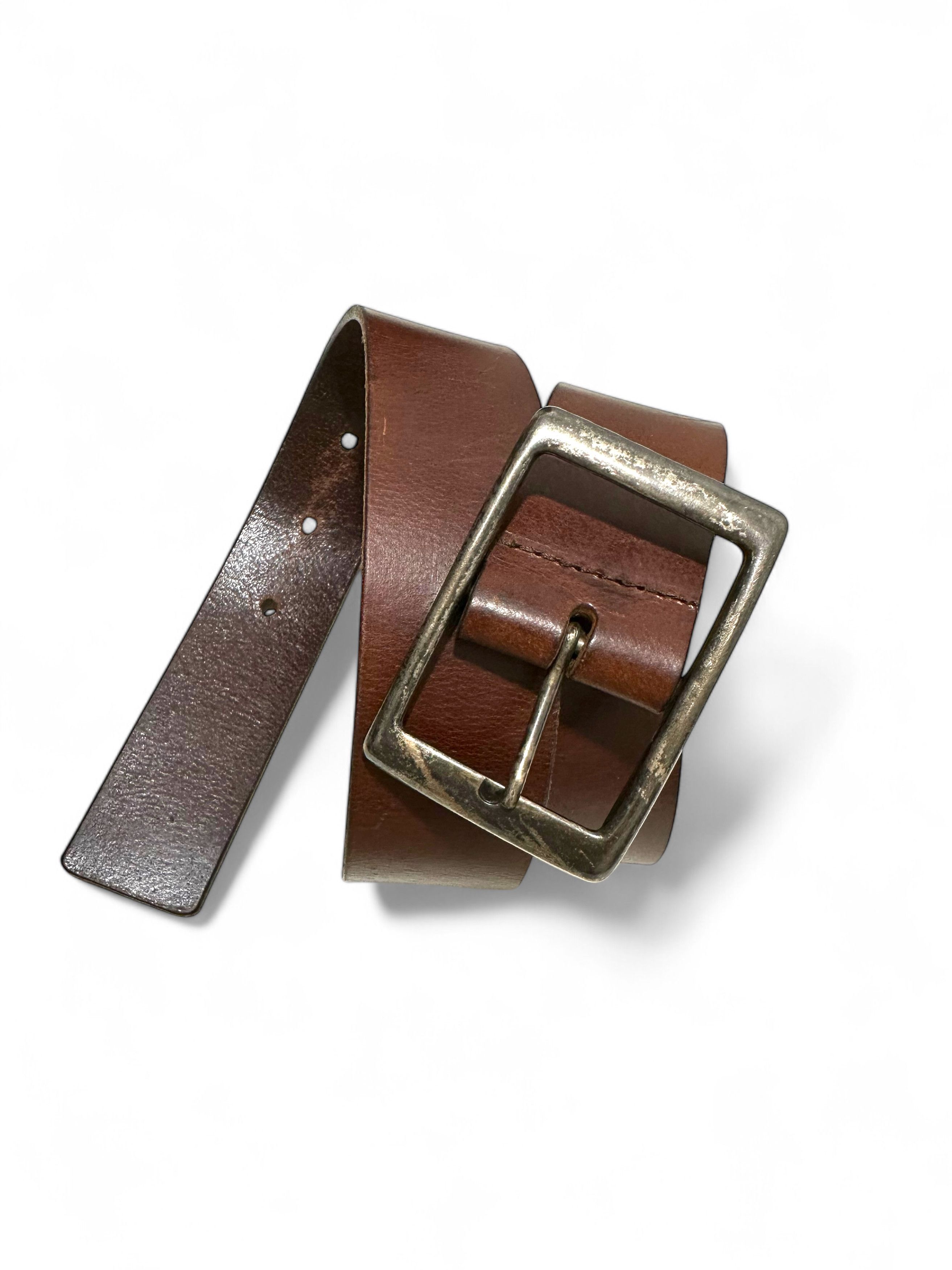 Vintage Vintage Thick Leather Brown Belt M-L Size ONE SIZE - 5 Thumbnail