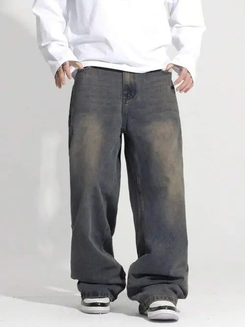Jean Washed VINTAGE 90s baggy jeans pants Size US 36 / EU 52 - 3 Thumbnail