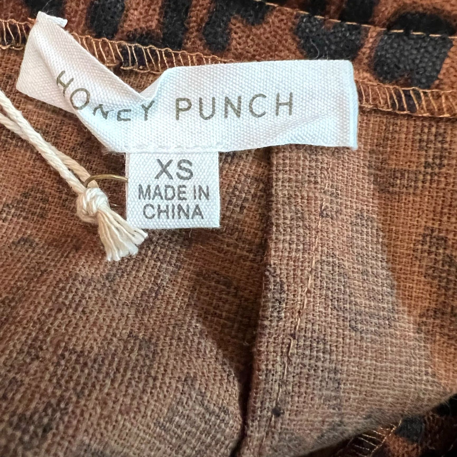 Vintage Honey Punch Skirt Womens XS Brown Cheetah Print Mini Zip Back Short Size 26" / US 2 / IT 38 - 5 Thumbnail
