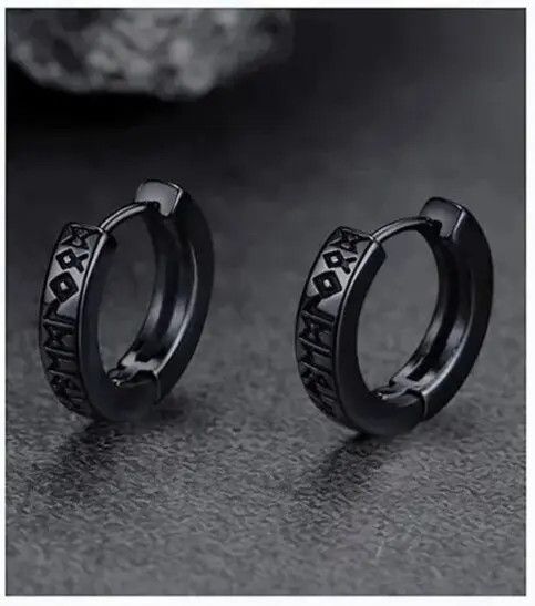 Designer × Sterling Silver Norwegian Viking Rune Hoop Earrings Size ONE SIZE - 1 Thumbnail