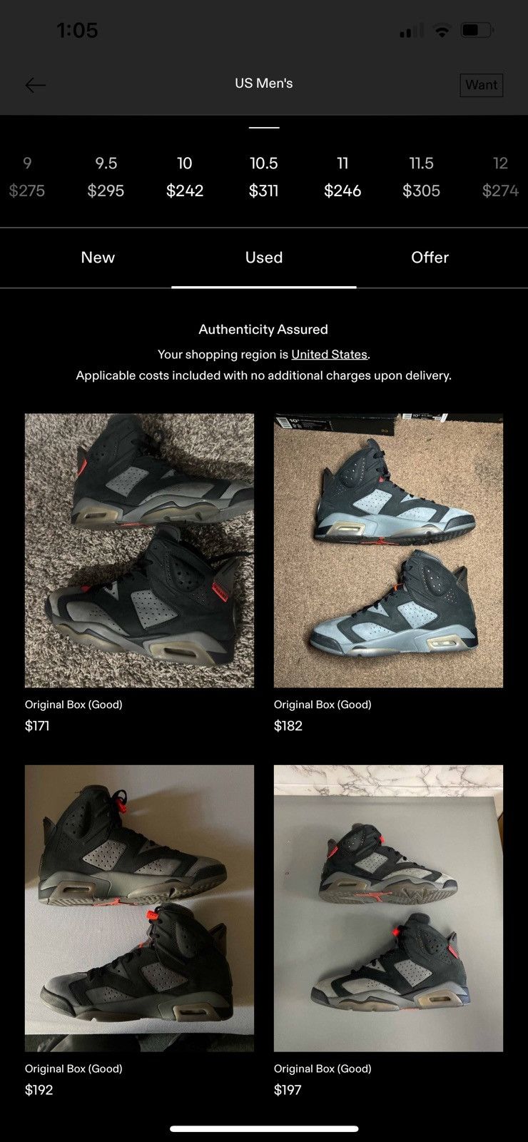 Jordan Brand Jordan 6 PSG Size US 10.5 / EU 43-44 - 2 Thumbnail