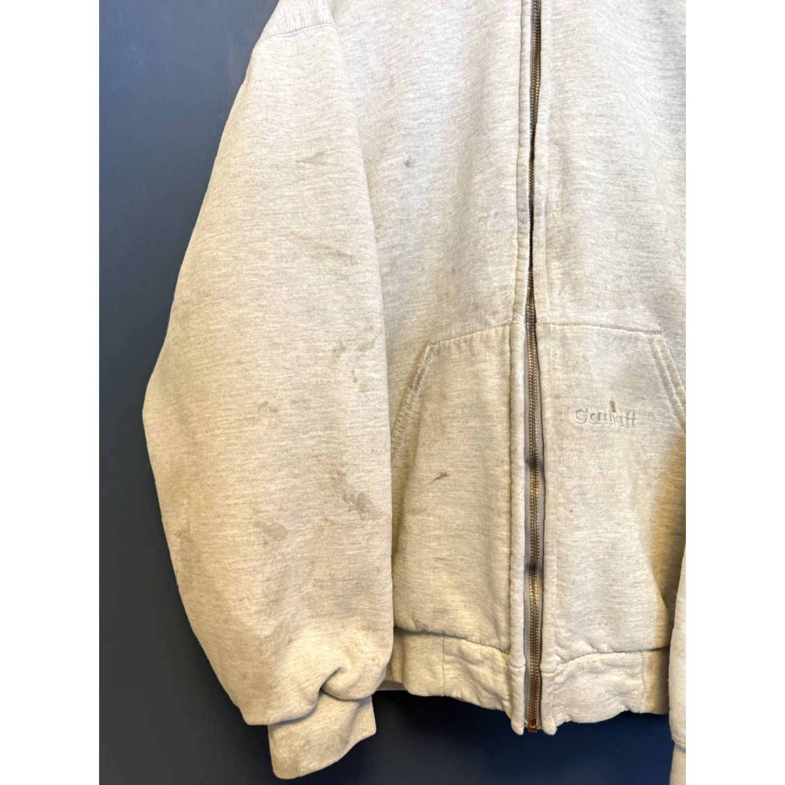 Carhartt VINTAGE Carhartt Hoodie 2XL Gray Thermal Zip 90s Distressed Men Boys Size US XXL / EU 58 / 5 - 6 Thumbnail